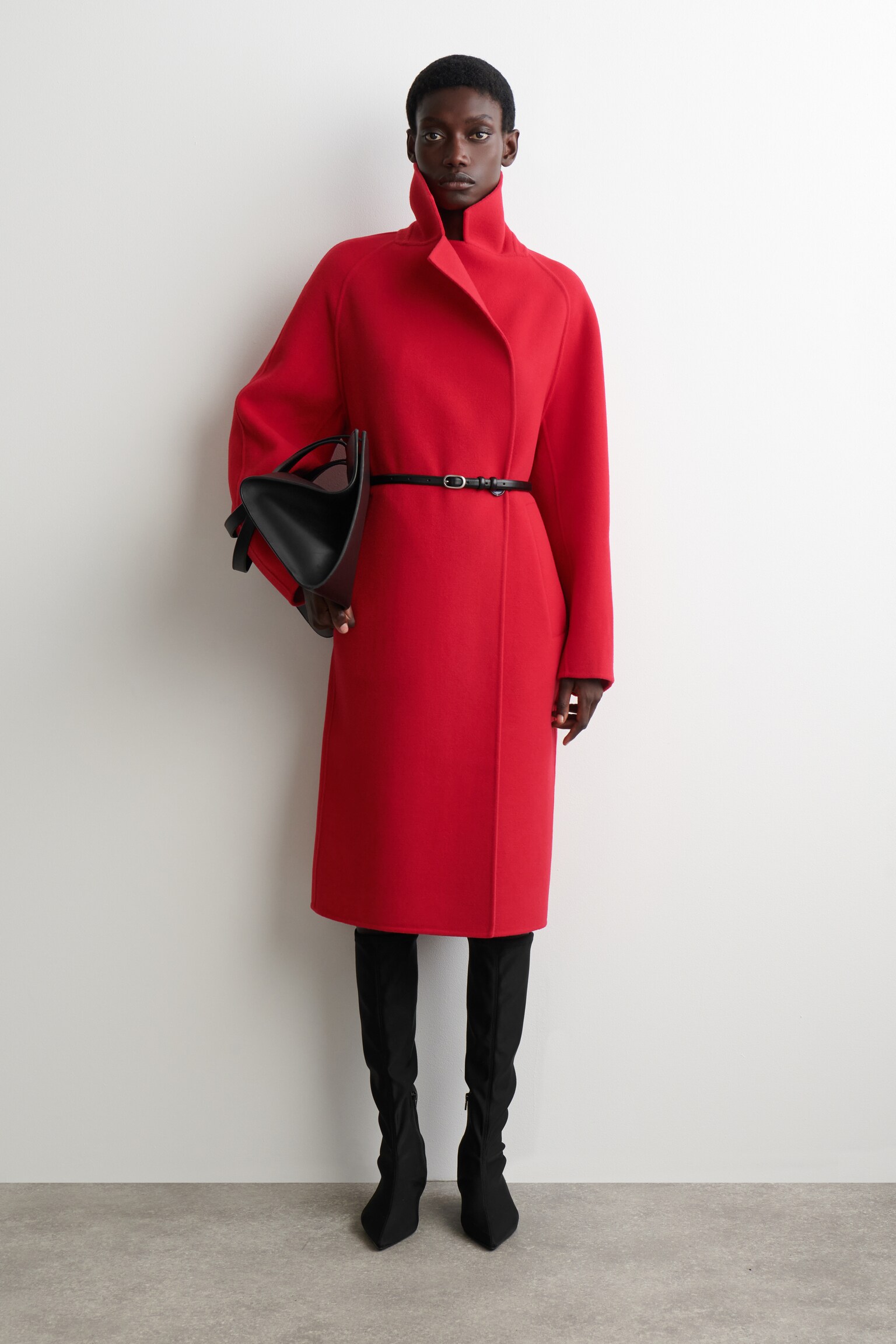 MANTEAU CROISÉ OVERSIZE EN LAINE - ROUGE - 5
