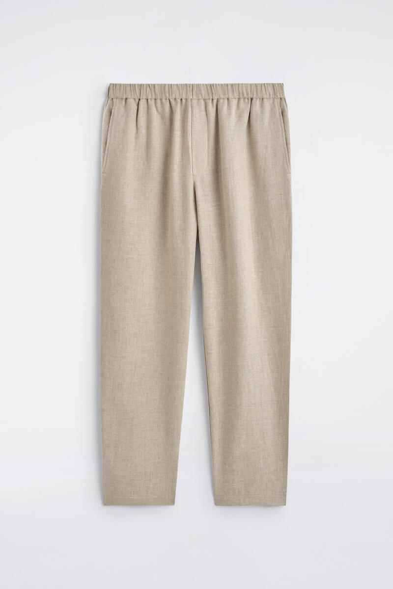 COS Elasticated Linen Regular-Fit Tapered Trousers In Beige Men's Extra Large