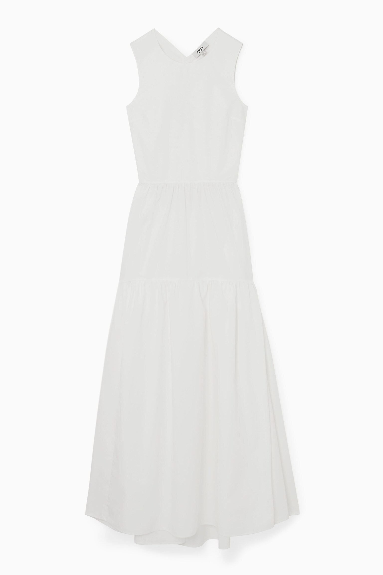 OPEN-BACK TIERED MIDI DRESS - WHITE