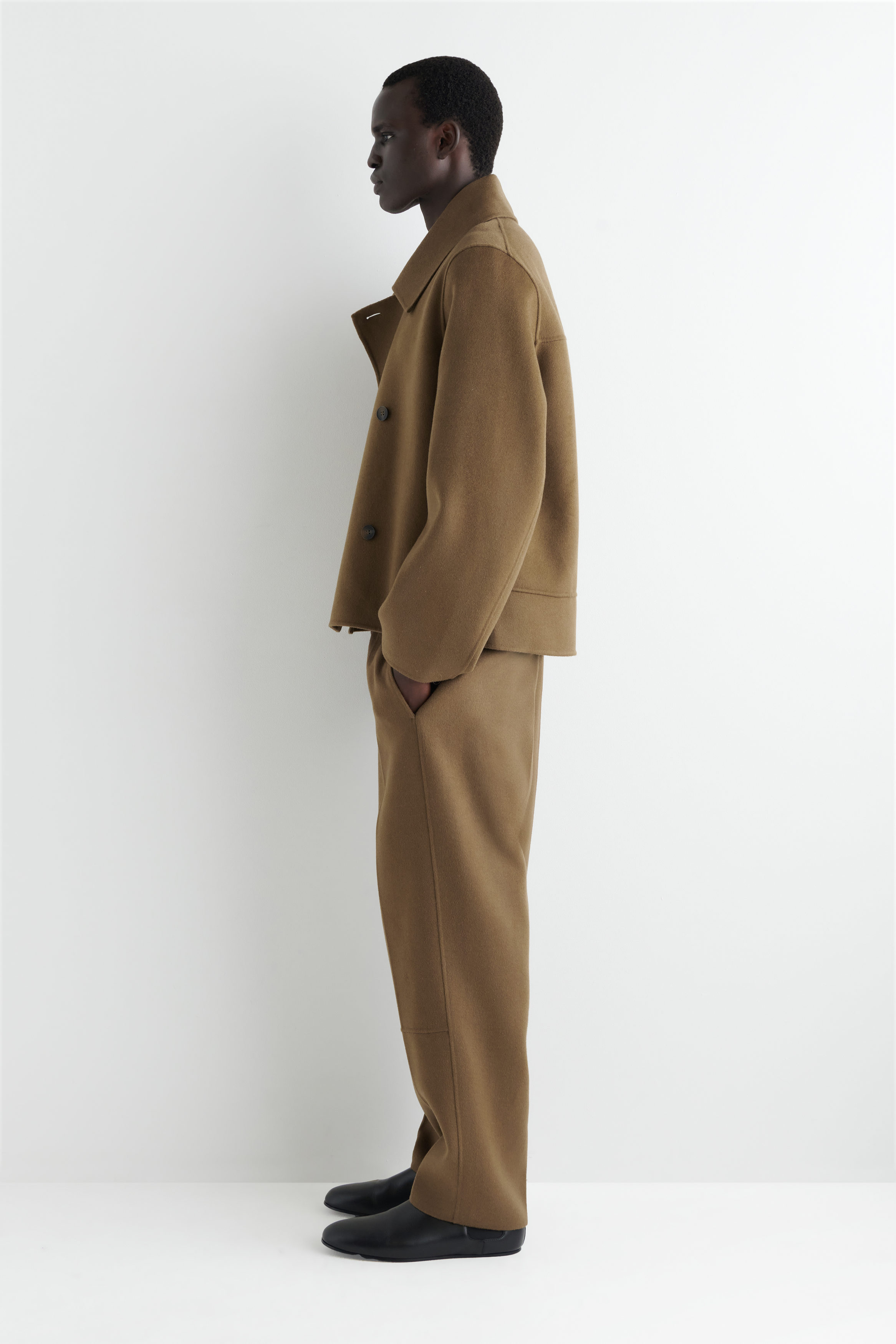 DOUBLE-FACED WOOL SHORT PEA COAT - CARAMEL | COS