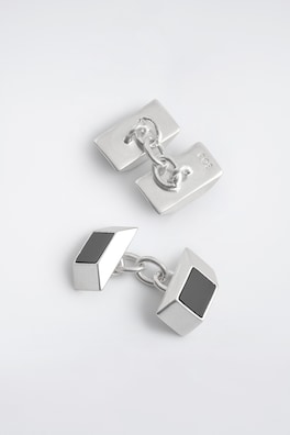 FACETED AGATE CUFFLINKS — SILVER 1