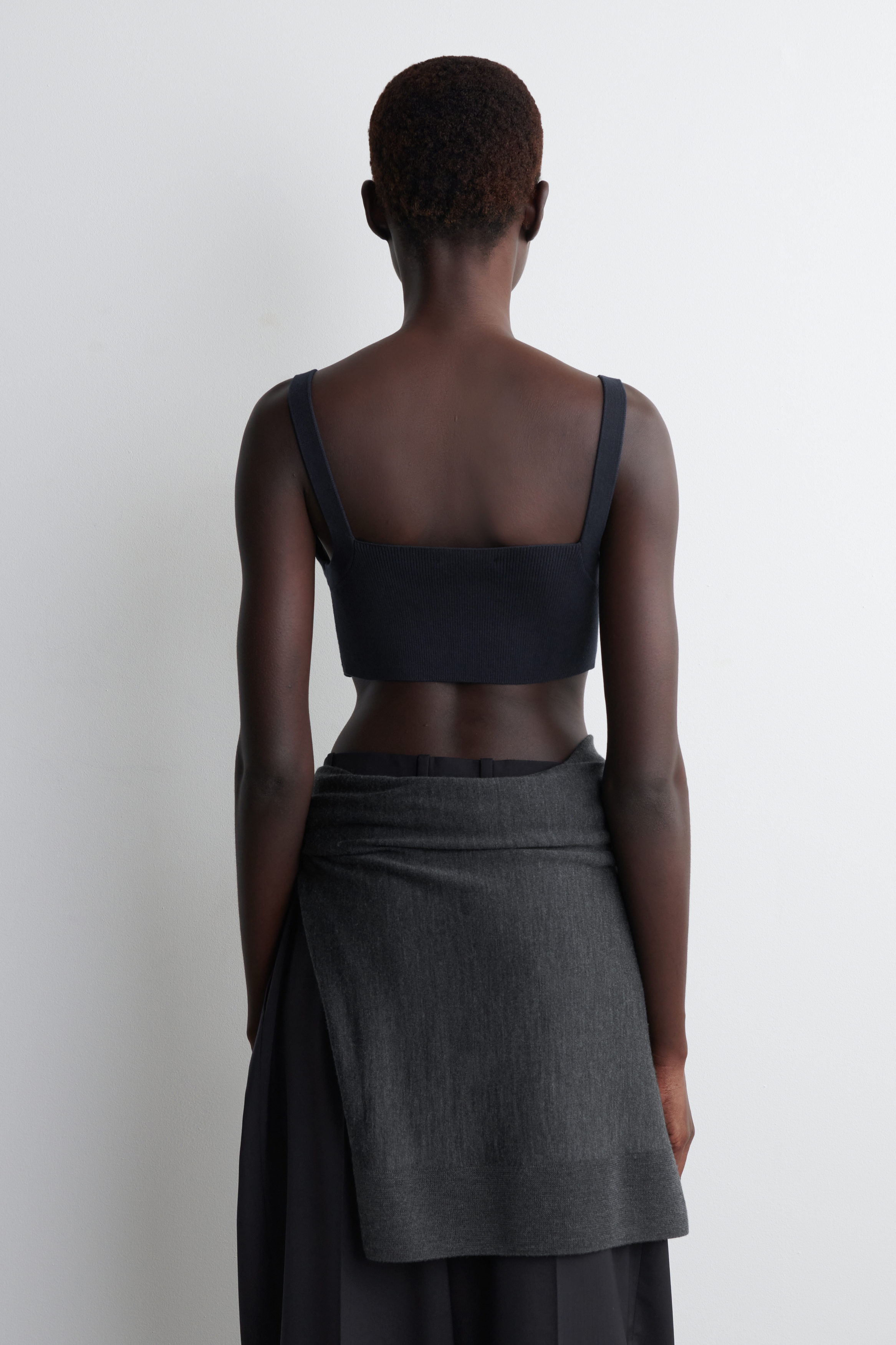 KNITTED COTTON BRALETTE - NAVY | COS