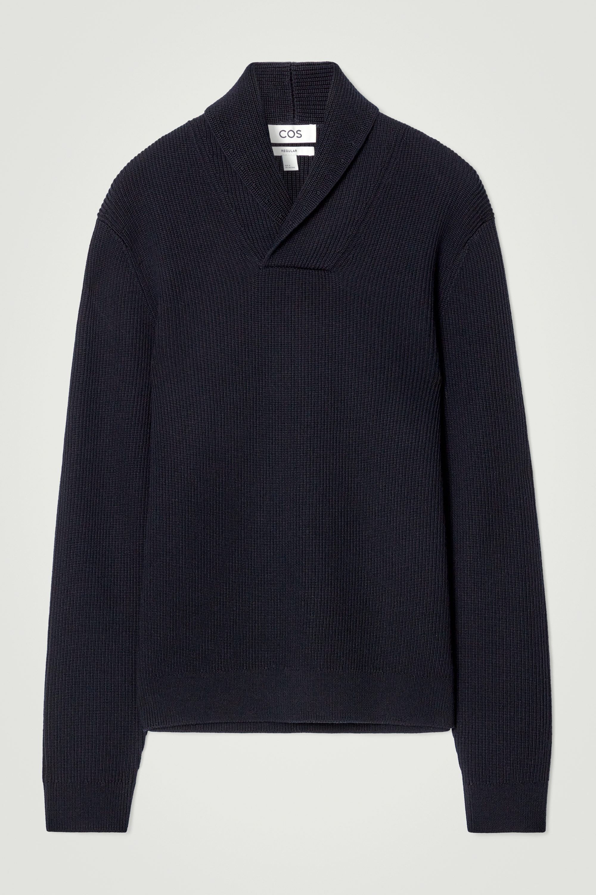 SHAWL-COLLAR RIBBED MERINO WOOL SWEATER - NAVY | COS US