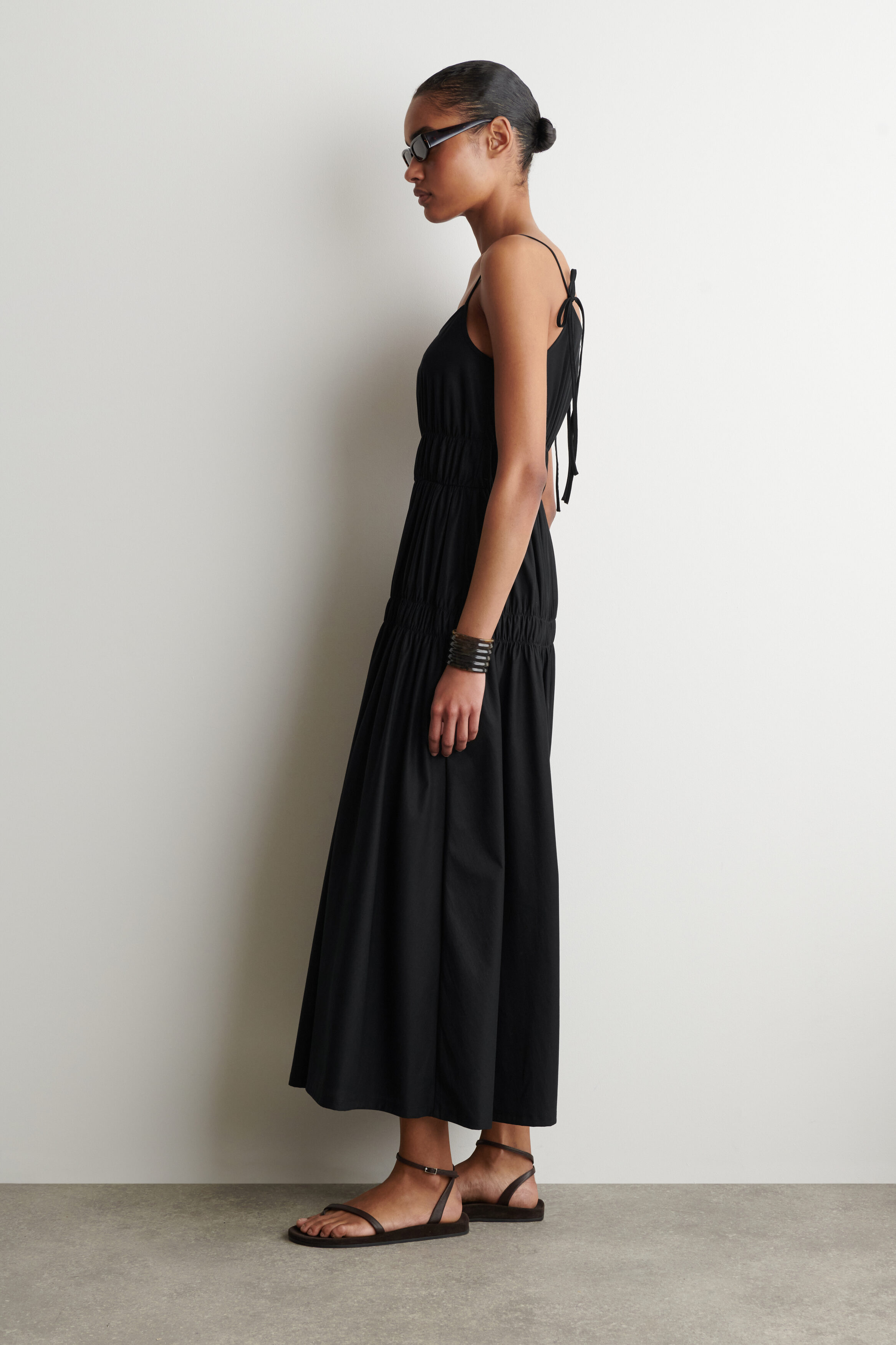 GATHERED JERSEY MIDI DRESS - BLACK | COS CA
