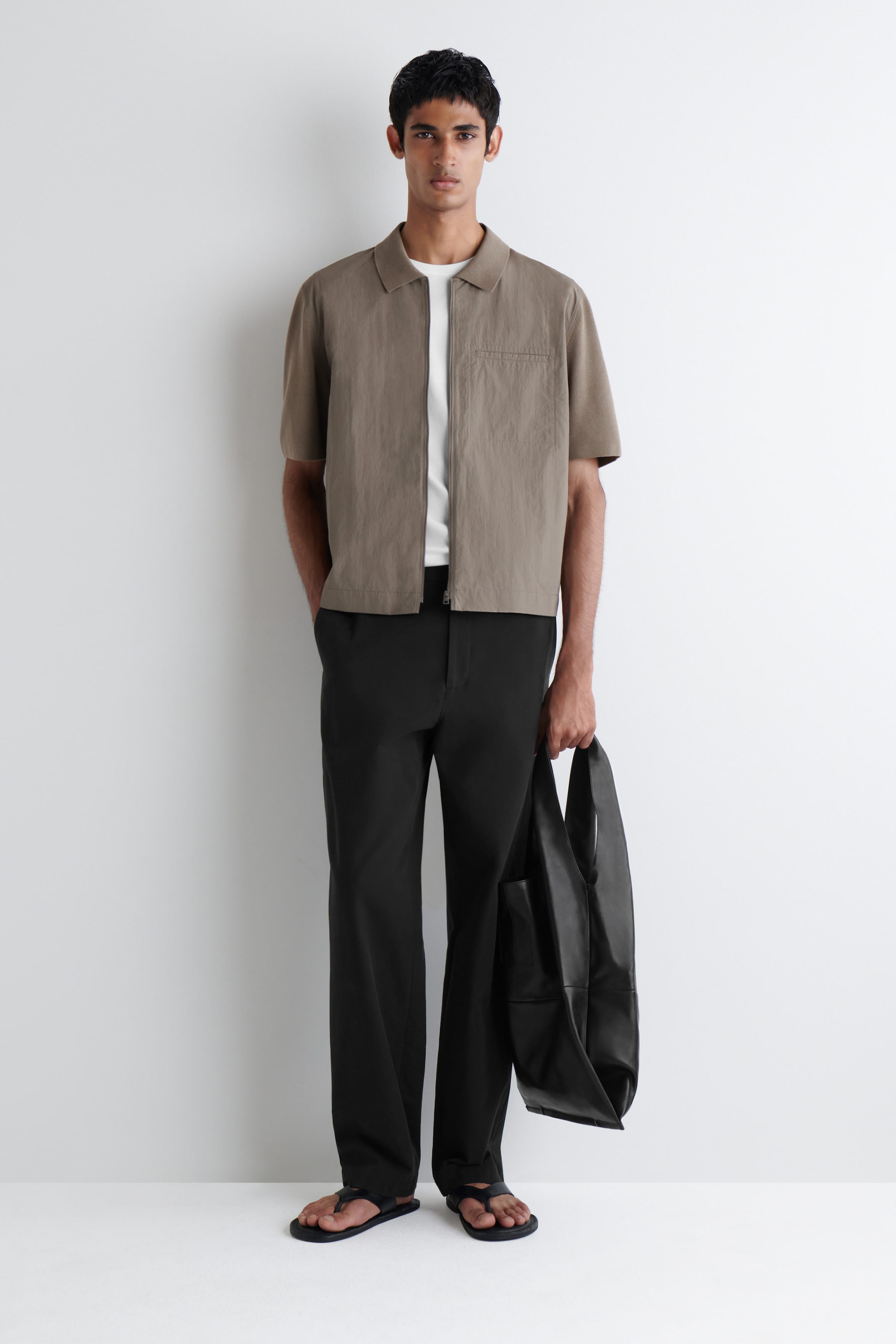 NYLON-PANELED KNITTED SHIRT