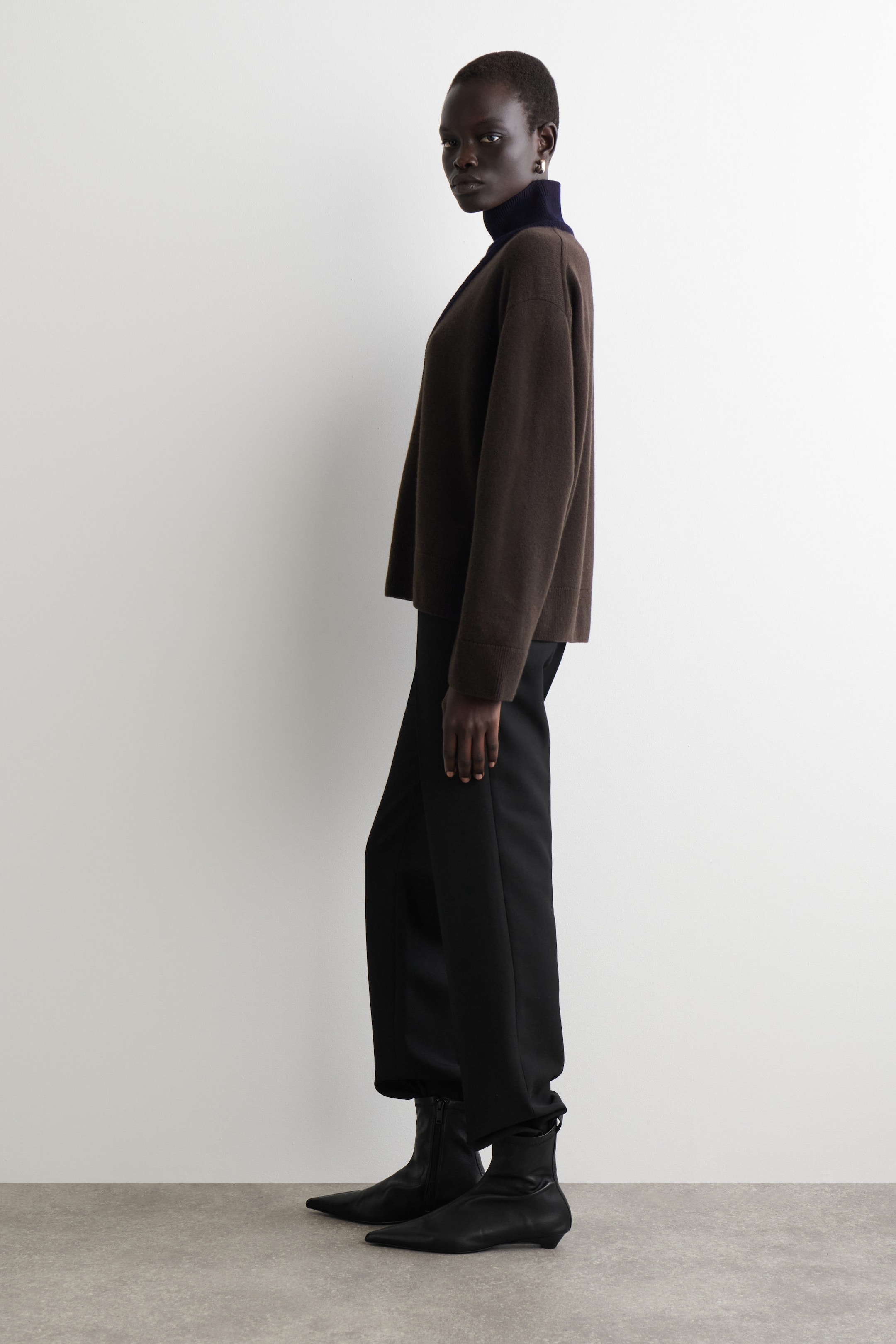 LAYERED MERINO WOOL HIGH-NECK SWEATER