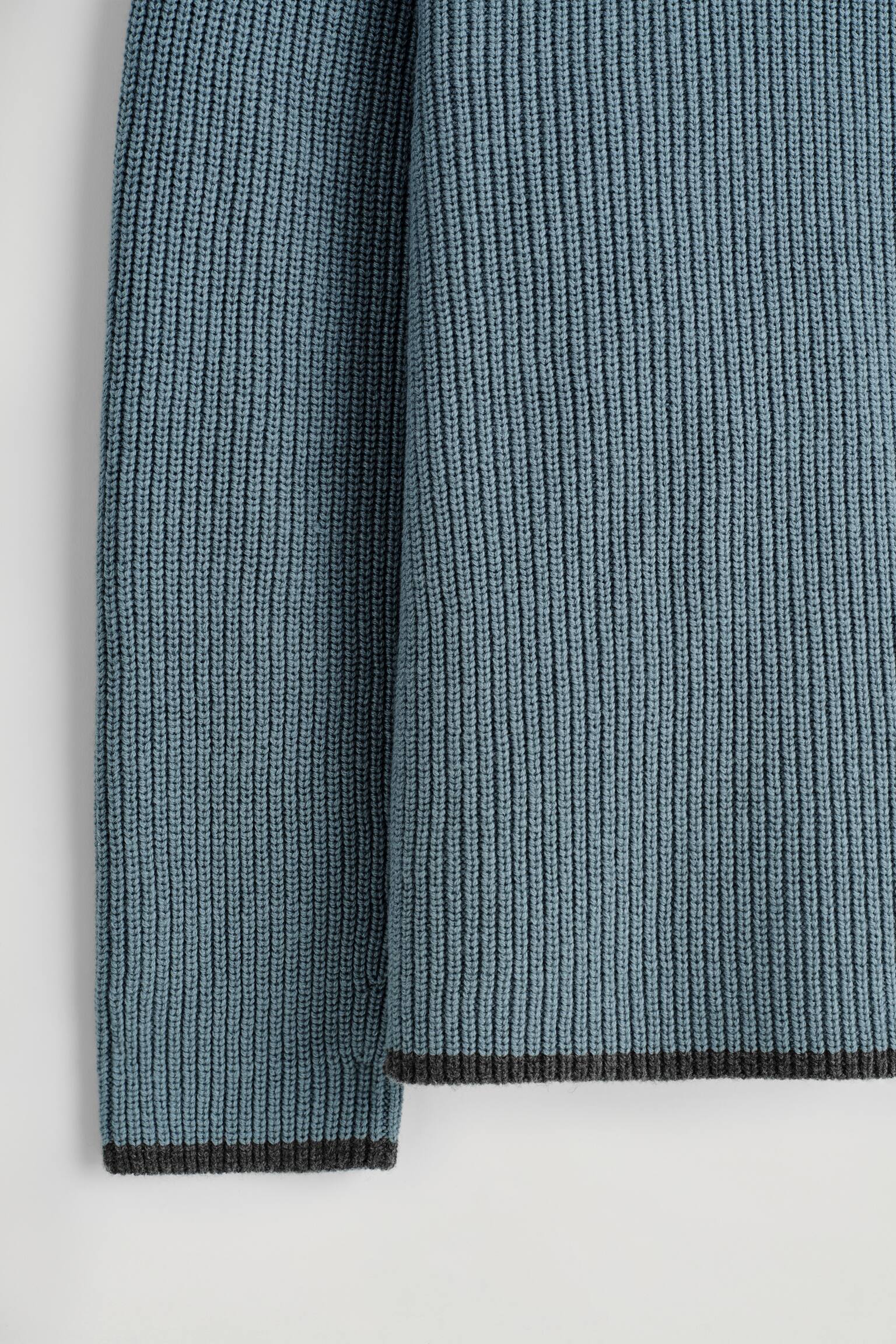 PULL EN LAINE MÉRINOS ET YAK À BORDURE CONTRASTÉE - Bleu acier - 7