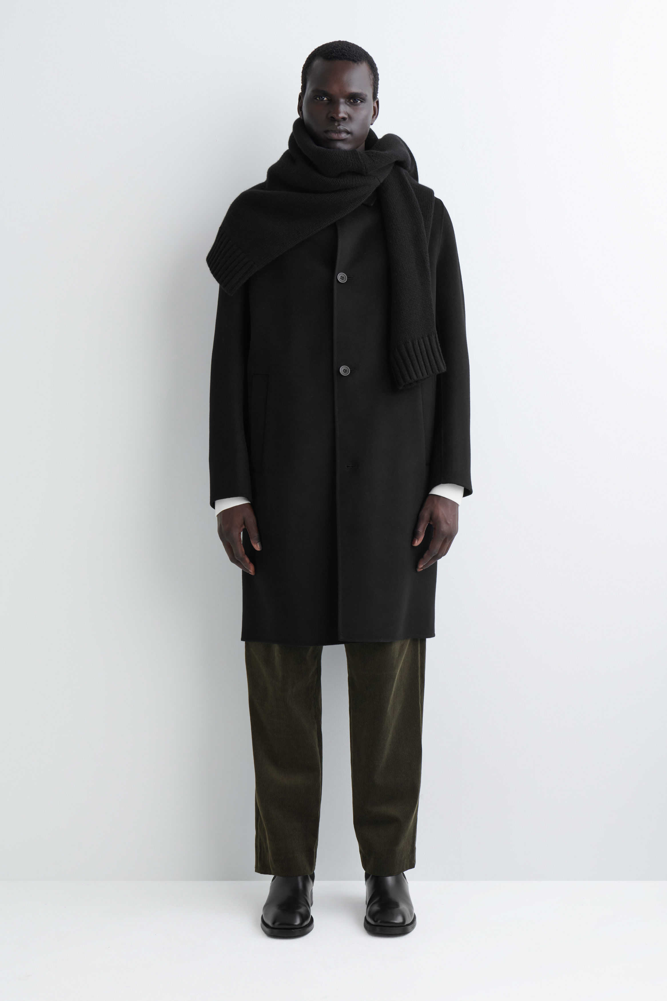 SPLIT WOOL CAR COAT - BLACK | COS