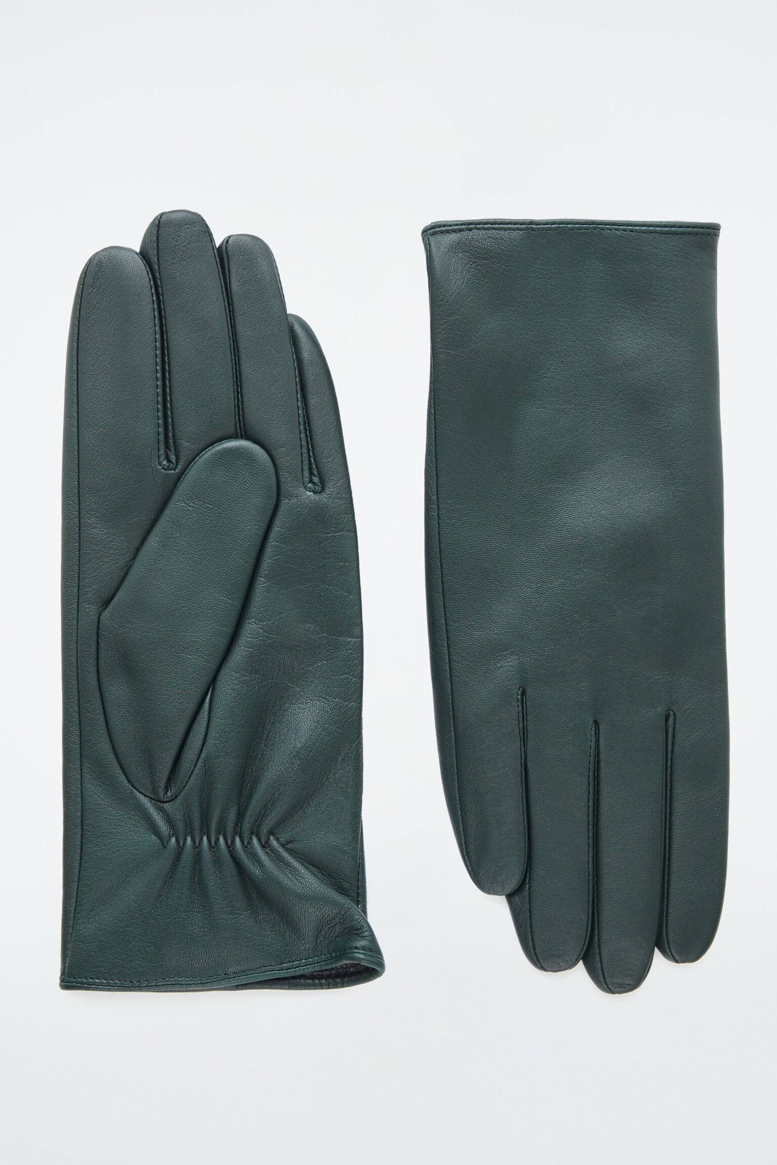 GANTS EN CUIR DOUBLÉS CACHEMIRE - VERT FONCÉ/NOIR
