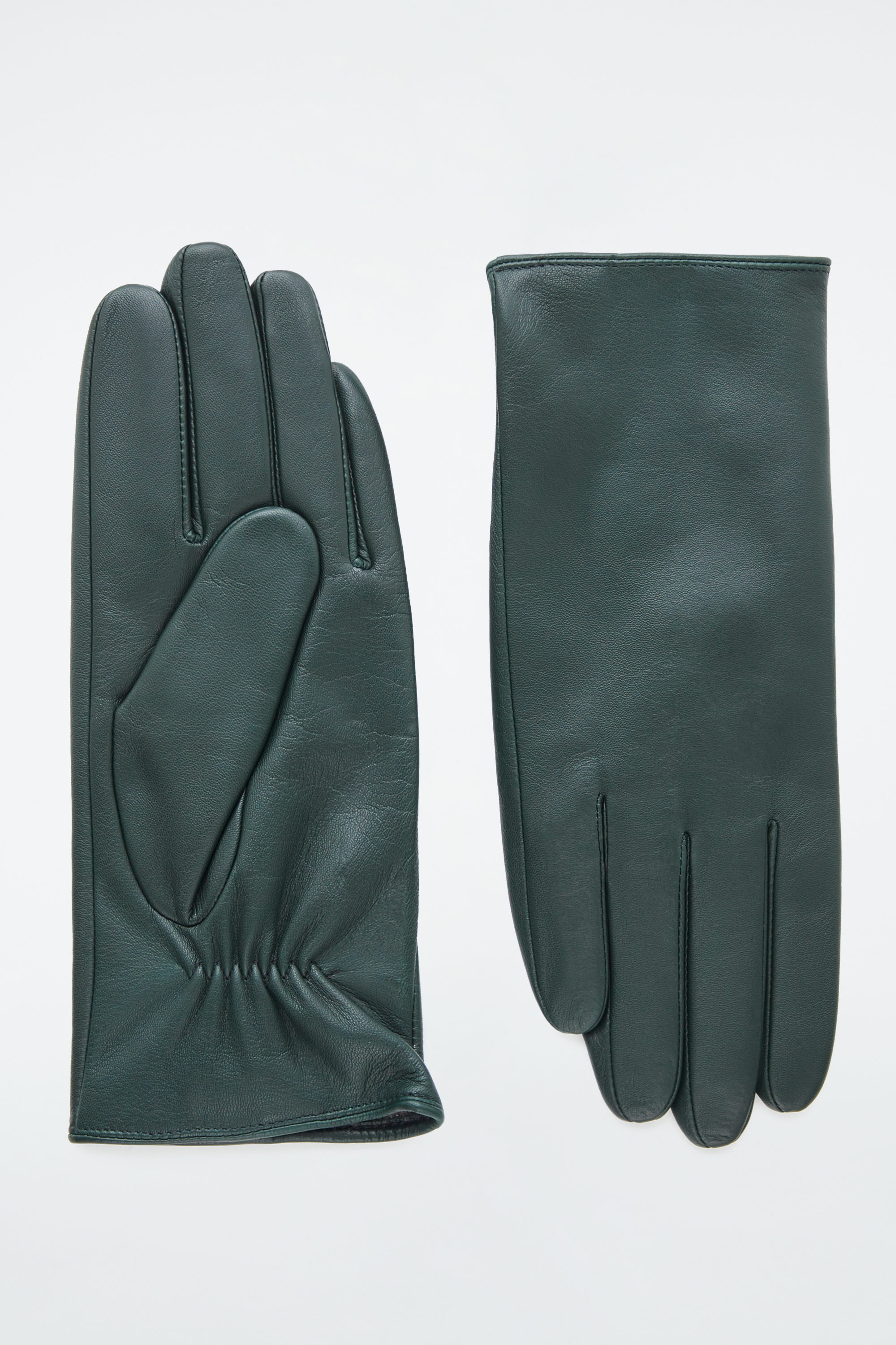 CASHMERE-LINED LEATHER GLOVES - DARK GREEN | COS