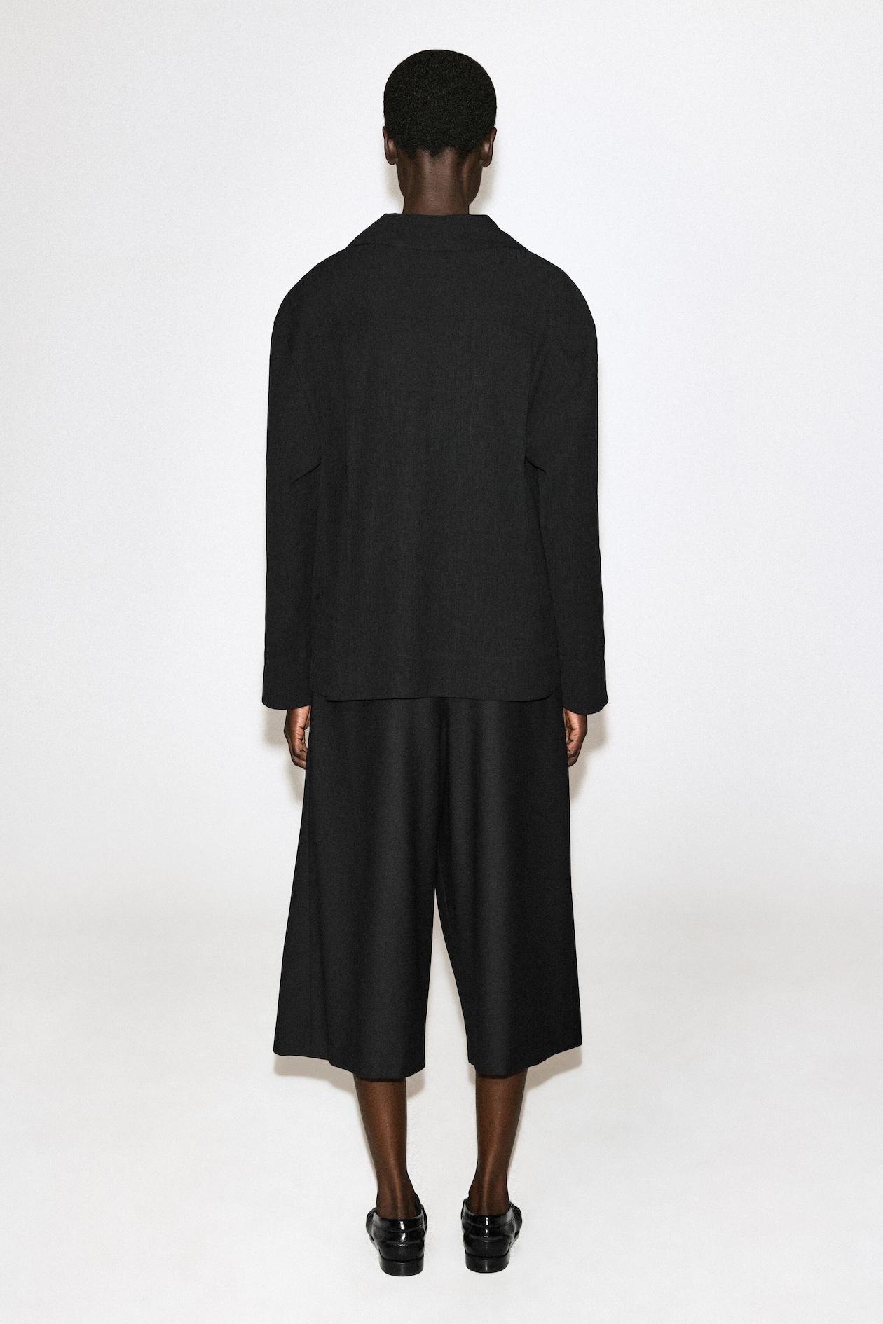 CRINKLED-JERSEY SHIRT — BLACK