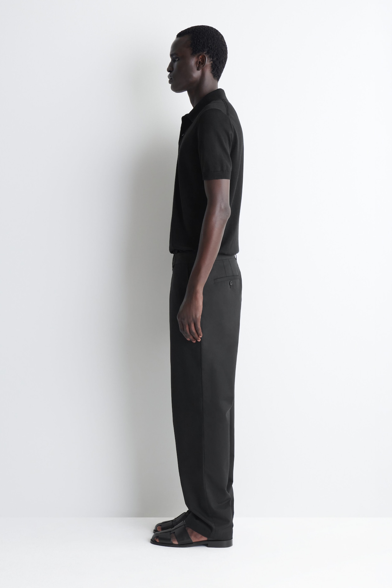 COTTON REGULAR-FIT STRAIGHT-LEG CHINOS — BLACK