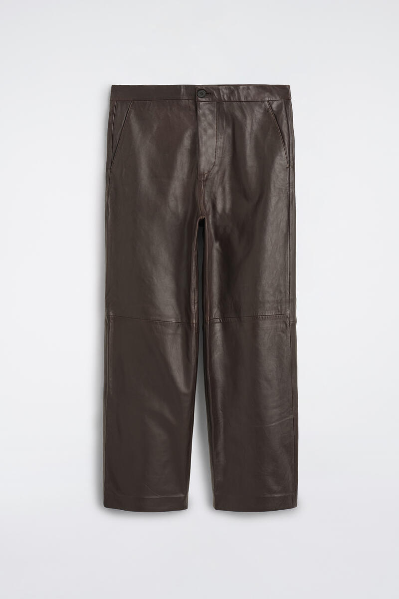 Leather Relaxed-Fit Straight-Leg Pants