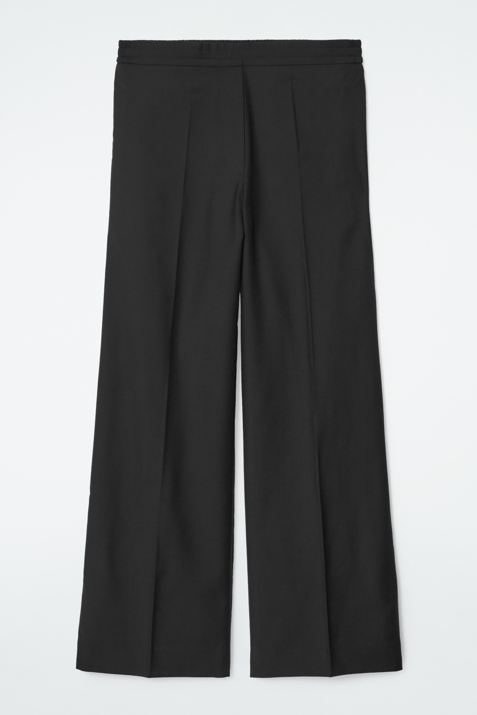 REGULAR ELASTICATED WOOL STRAIGHT-LEG TROUSERS - BLACK/DARK KHAKI/NAVY