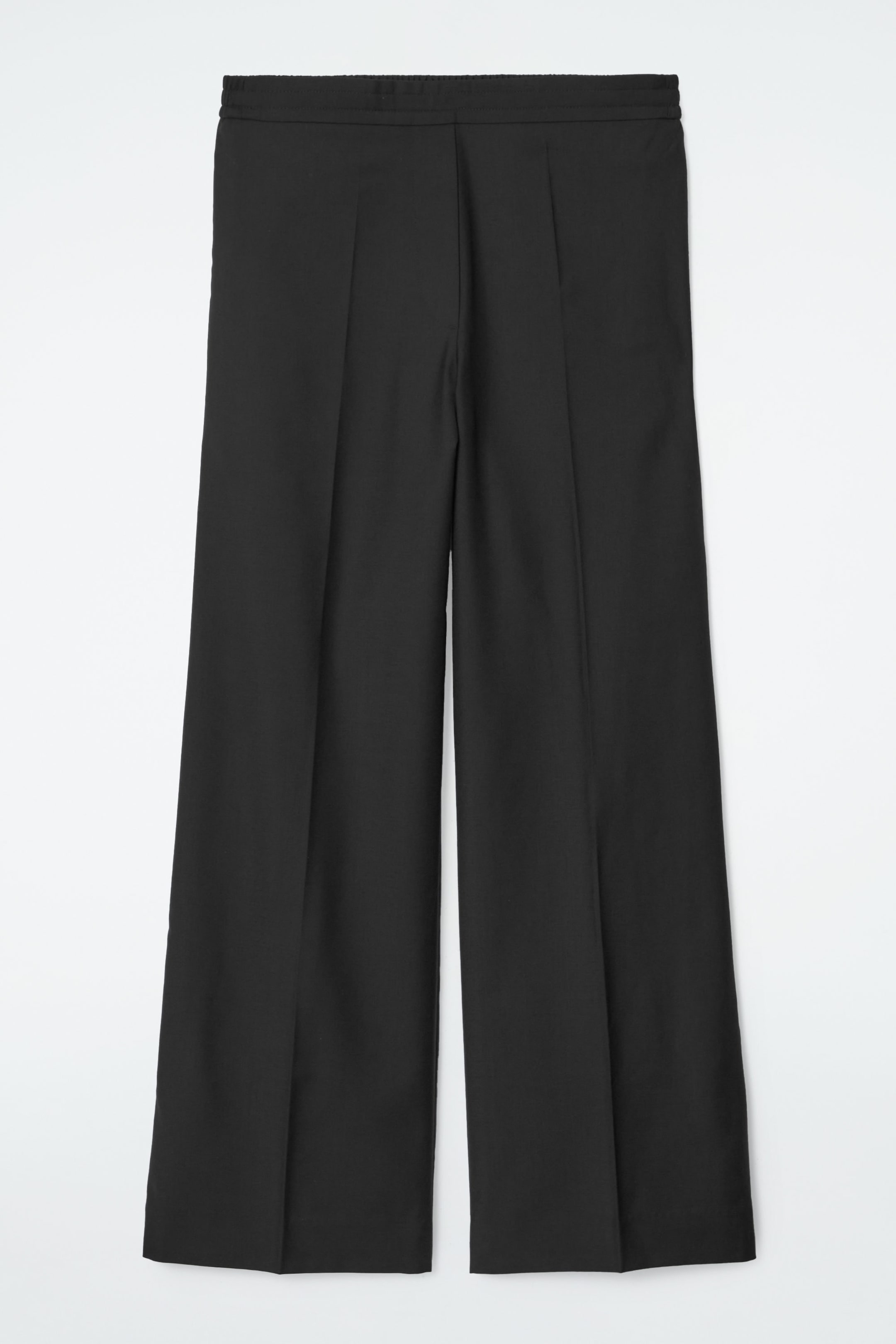 REGULAR ELASTICATED WOOL STRAIGHT-LEG PANTS