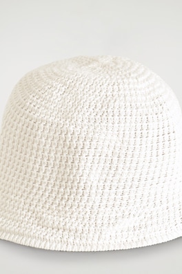 POINTELLE-KNIT BUCKET HAT — WHITE 3