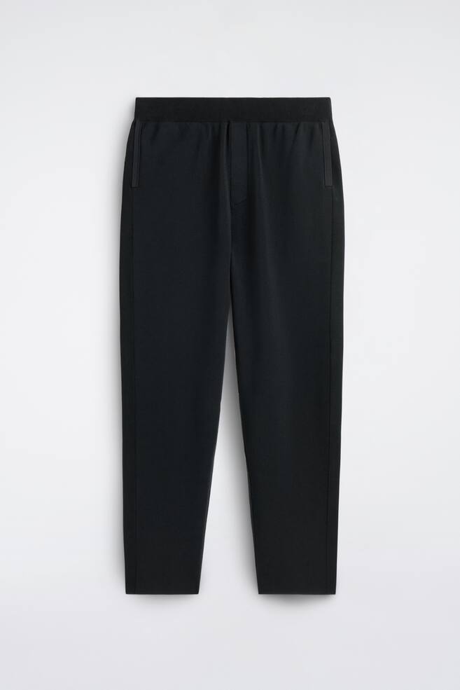 DOUBLE-FACED REGULAR-FIT STRAIGHT-LEG JOGGERS - BLACK - 1