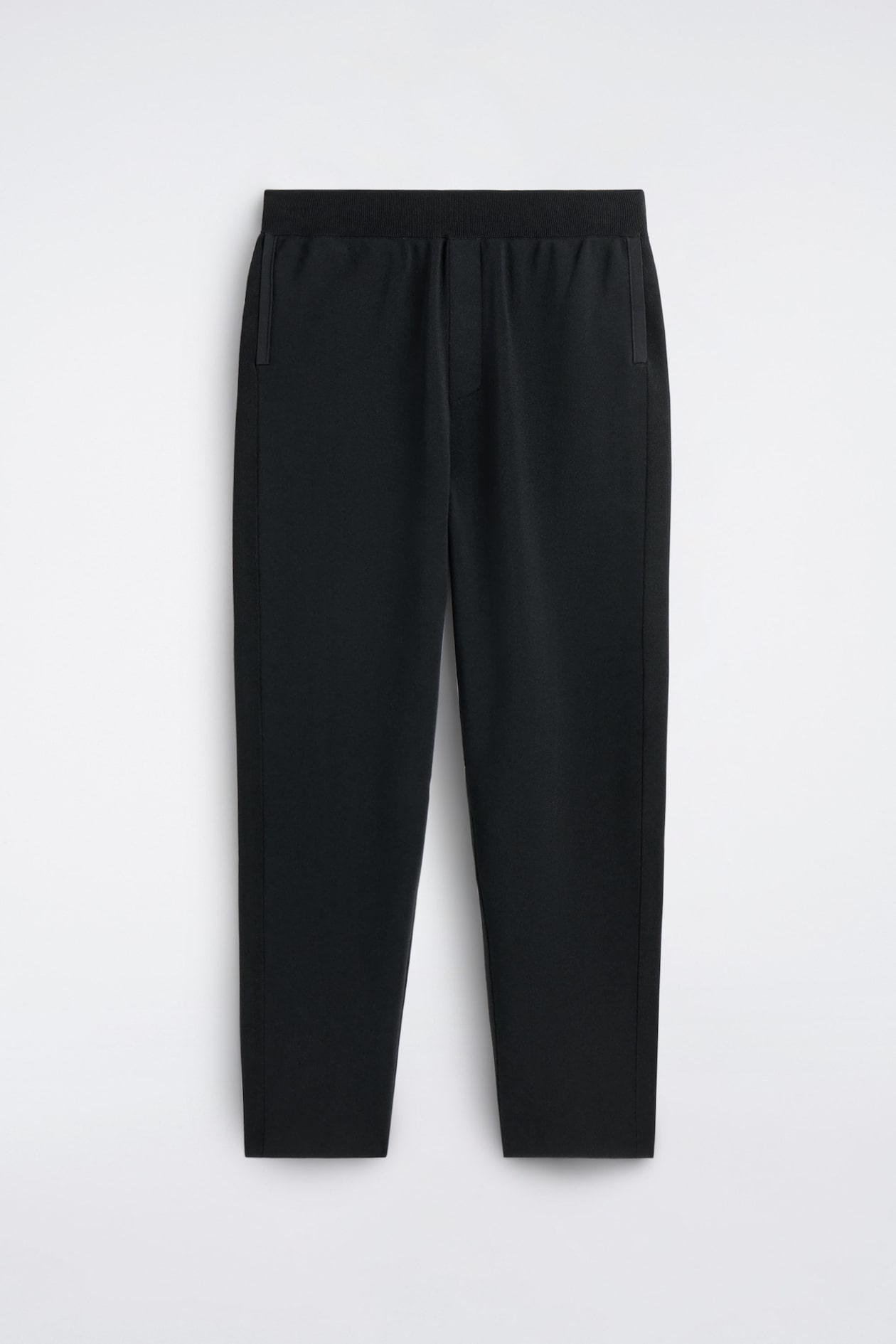 DOUBLE-FACED REGULAR-FIT STRAIGHT-LEG JOGGERS — BLACK