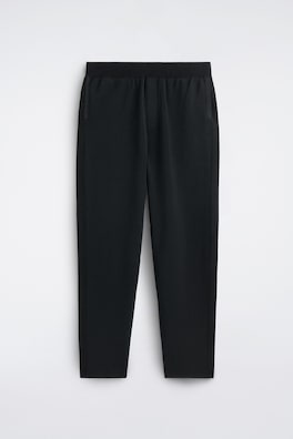 DOUBLE-FACED REGULAR-FIT STRAIGHT-LEG JOGGERS — BLACK 7