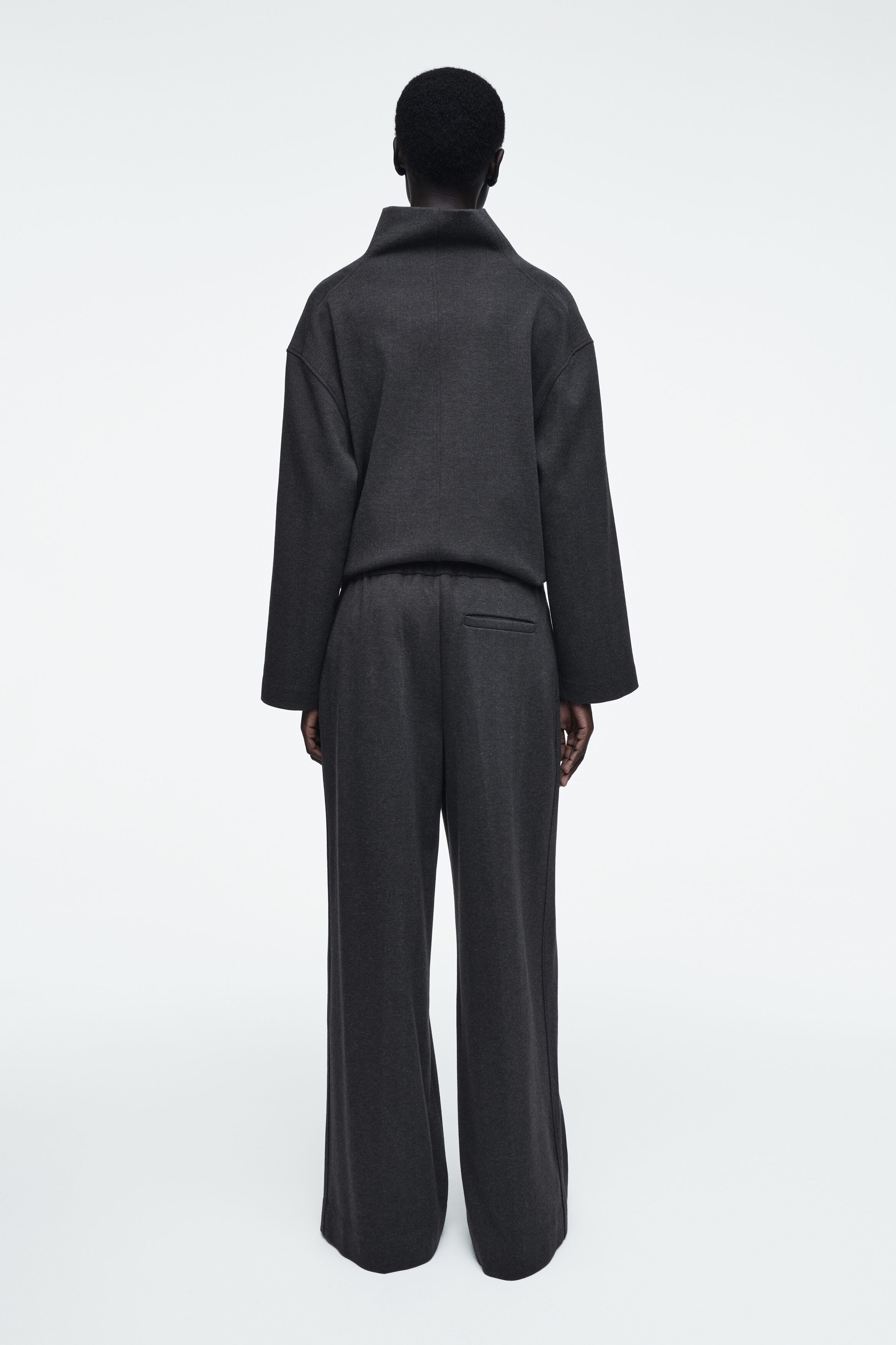 パンツ AVANDRESS Herringbone wide pants CHARCOAL AD41PT35CH PLEATED WIDE-LEG HERRINGBONE PANTS - CHARCOAL | COS