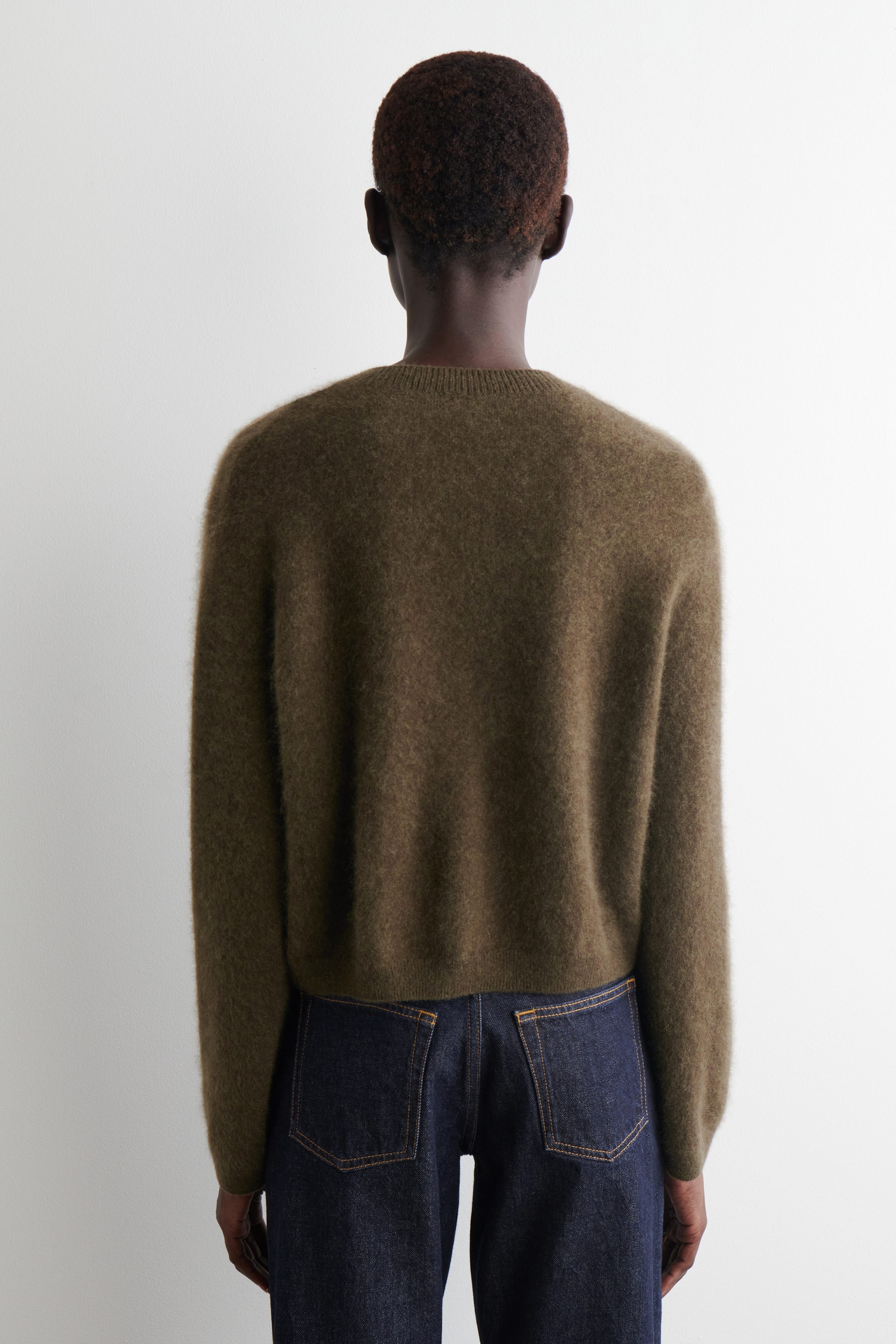 BRUSHED-CASHMERE CREW-NECK CARDIGAN