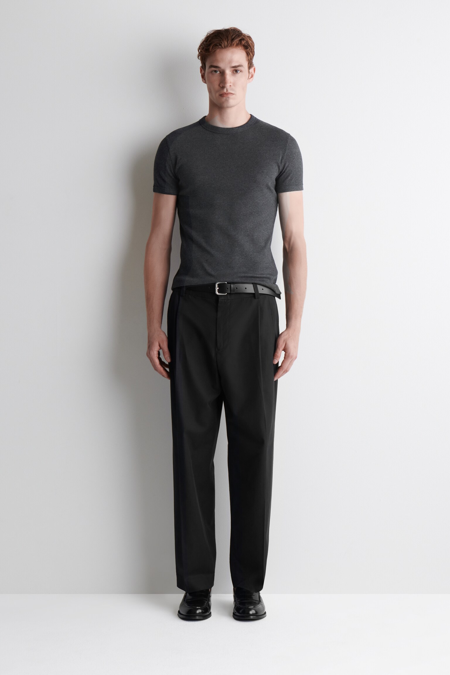 T-SHIRT SLIM EN COTON CÔTELÉ - CHARBON/KAKI FONCÉ/BLANC/KAKI/BLEU MARINE/NOIR/GRIS CLAIR - 5