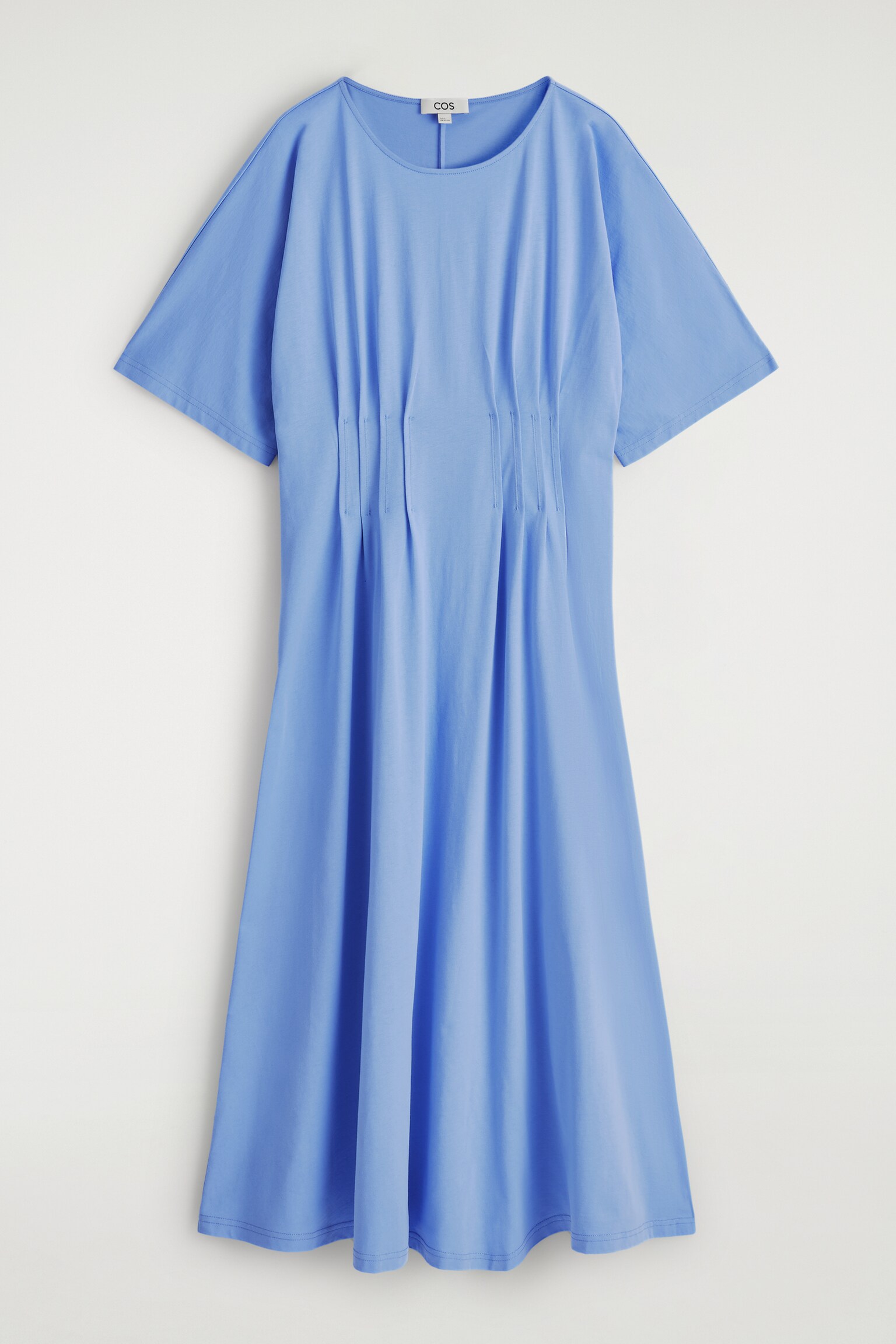 VESTIDO DE ALGODÓN CON DETALLES PLISADOS - AZUL CLARO/AZUL MARINO - 2