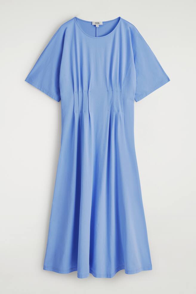 MIDIKLEID AUS BAUMWOLLE MIT BIESEN - HELLBLAU - 1