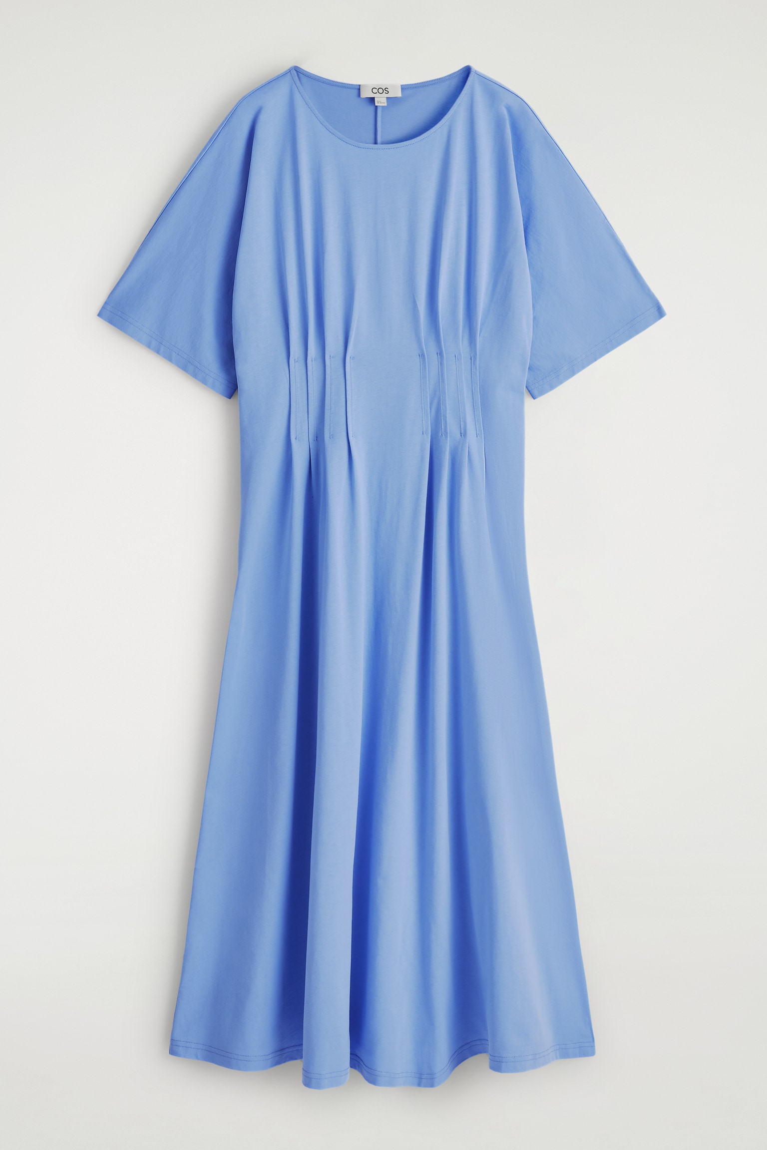 VESTIDO DE ALGODÓN CON DETALLES PLISADOS - AZUL CLARO/AZUL MARINO - 2