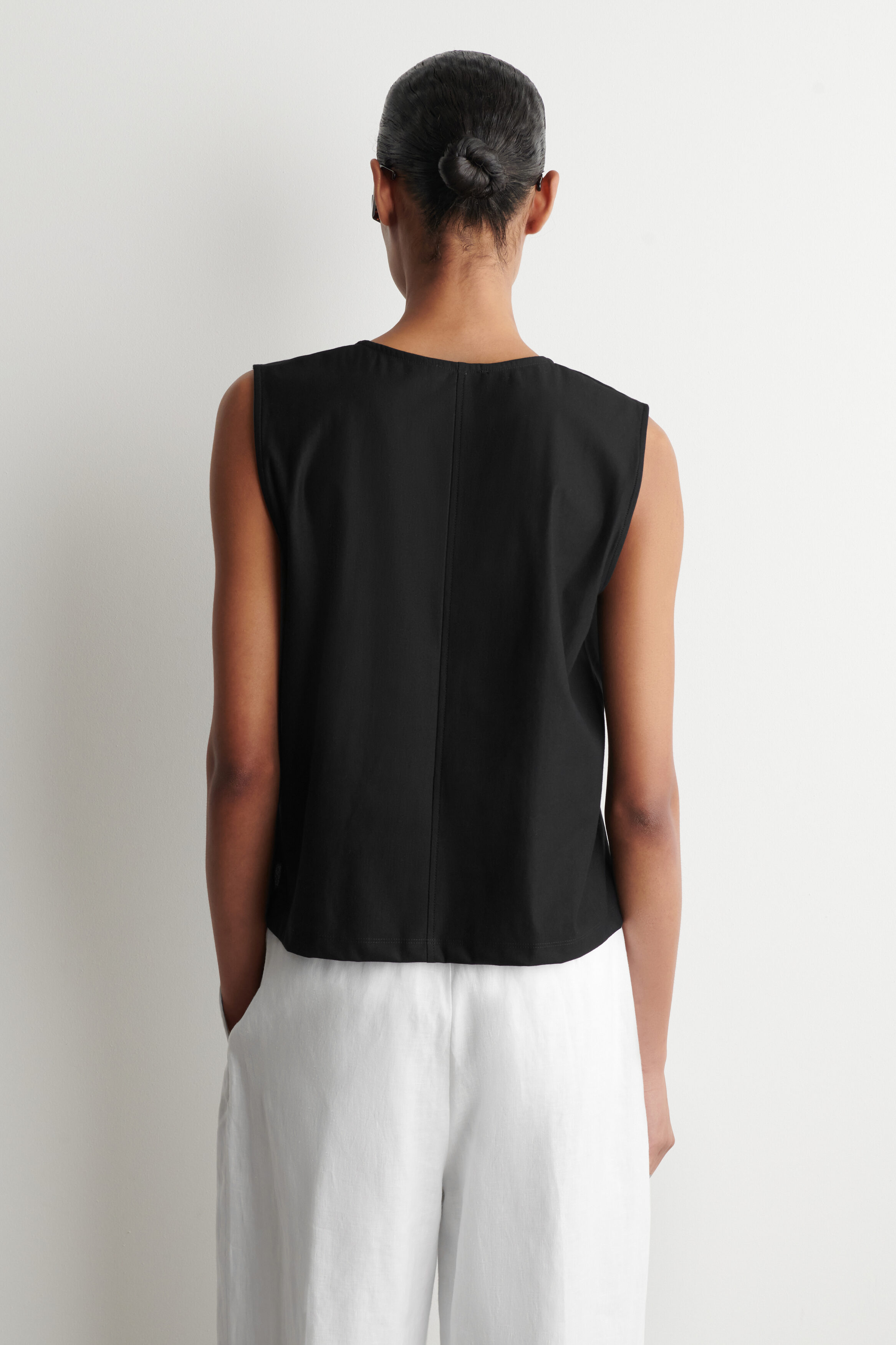 GATHERED-NECK JERSEY TANK TOP - BLACK | COS NL