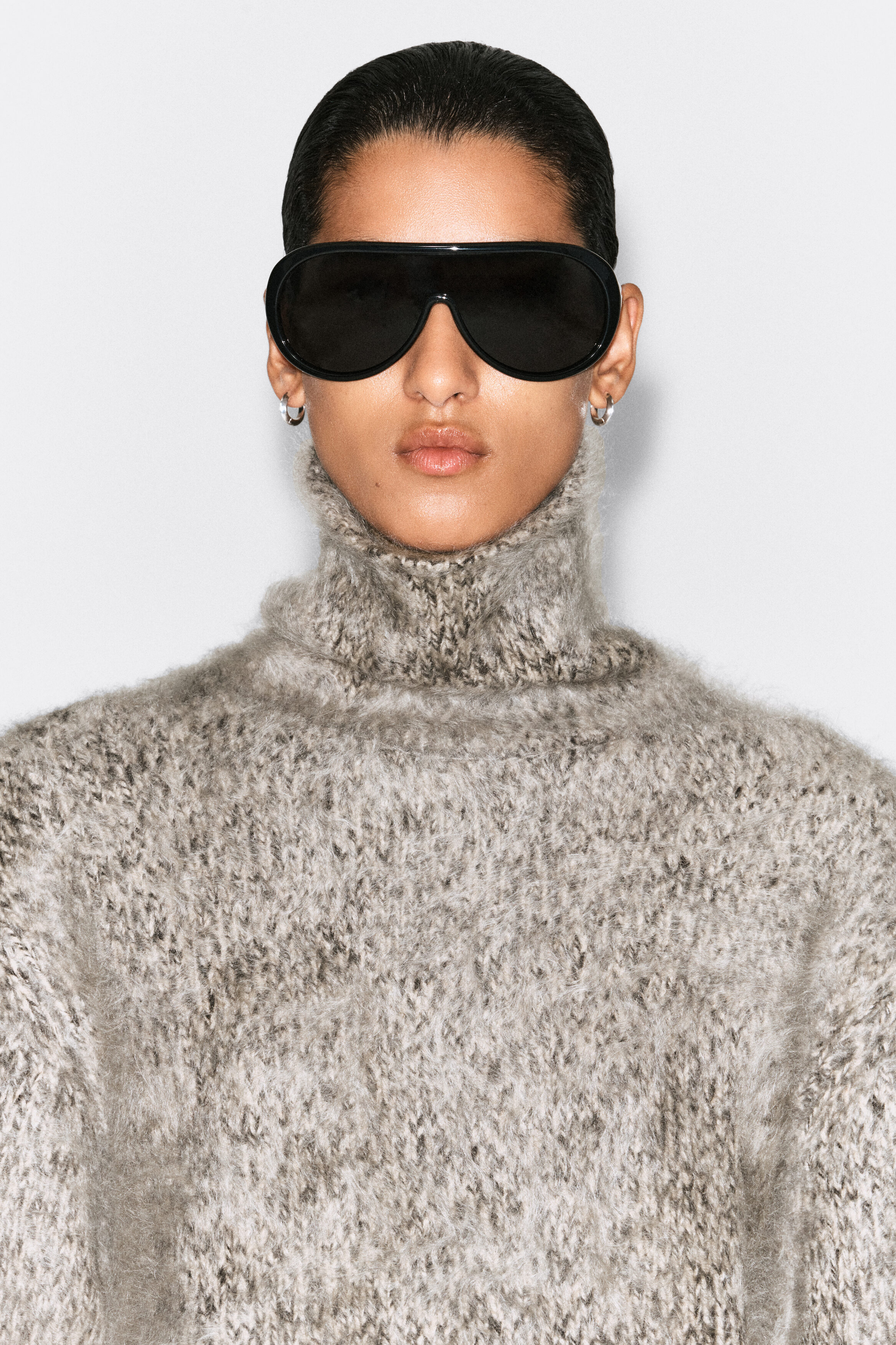 CHUNKY BRUSHED-CASHMERE MOCK-NECK SWEATER - GRAY MÉLANGE | COS US