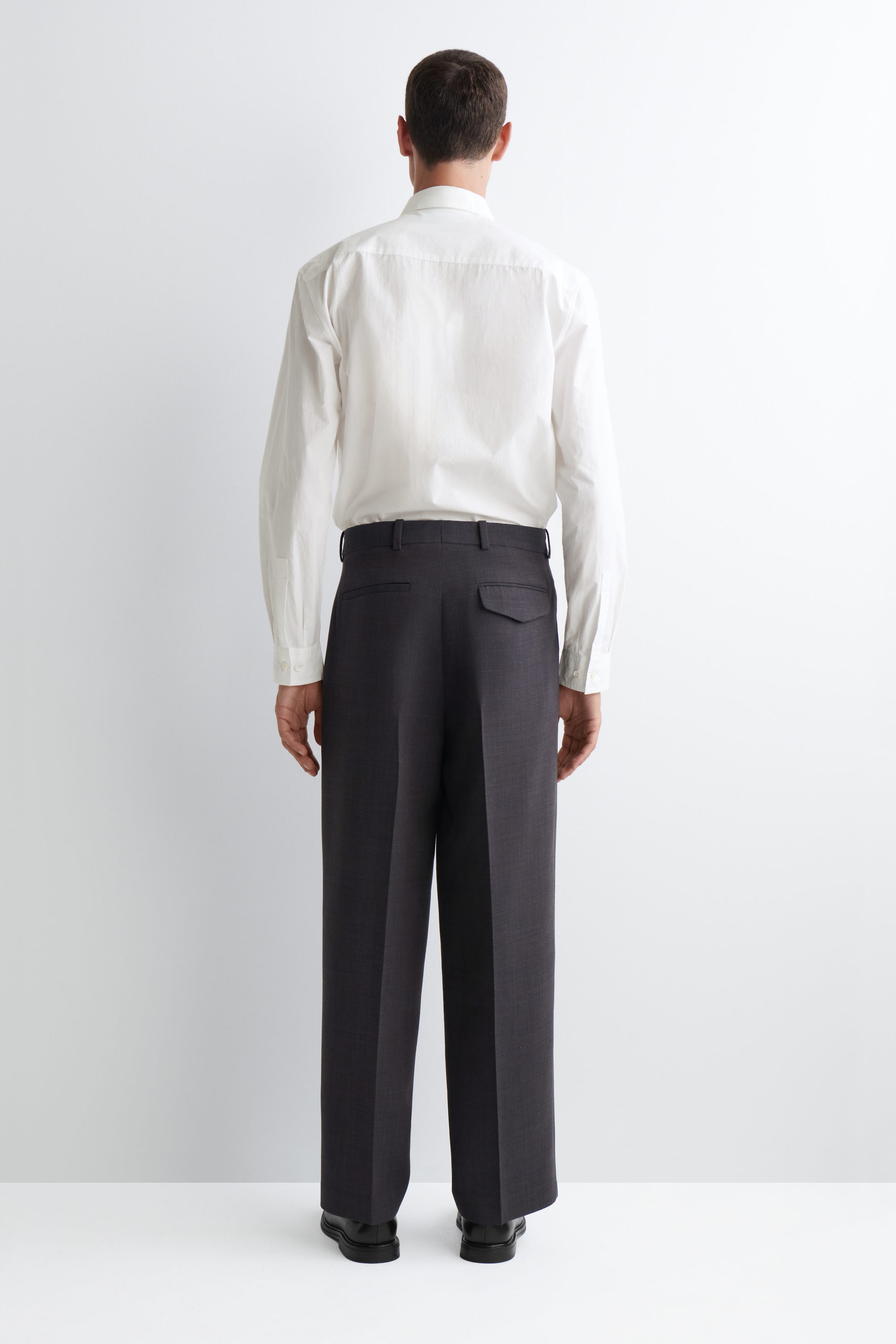 WOOL-BLEND STRAIGHT-LEG PANTS