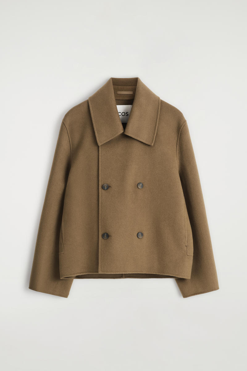Cos Double-faced Wool Pea Coat In Brown
