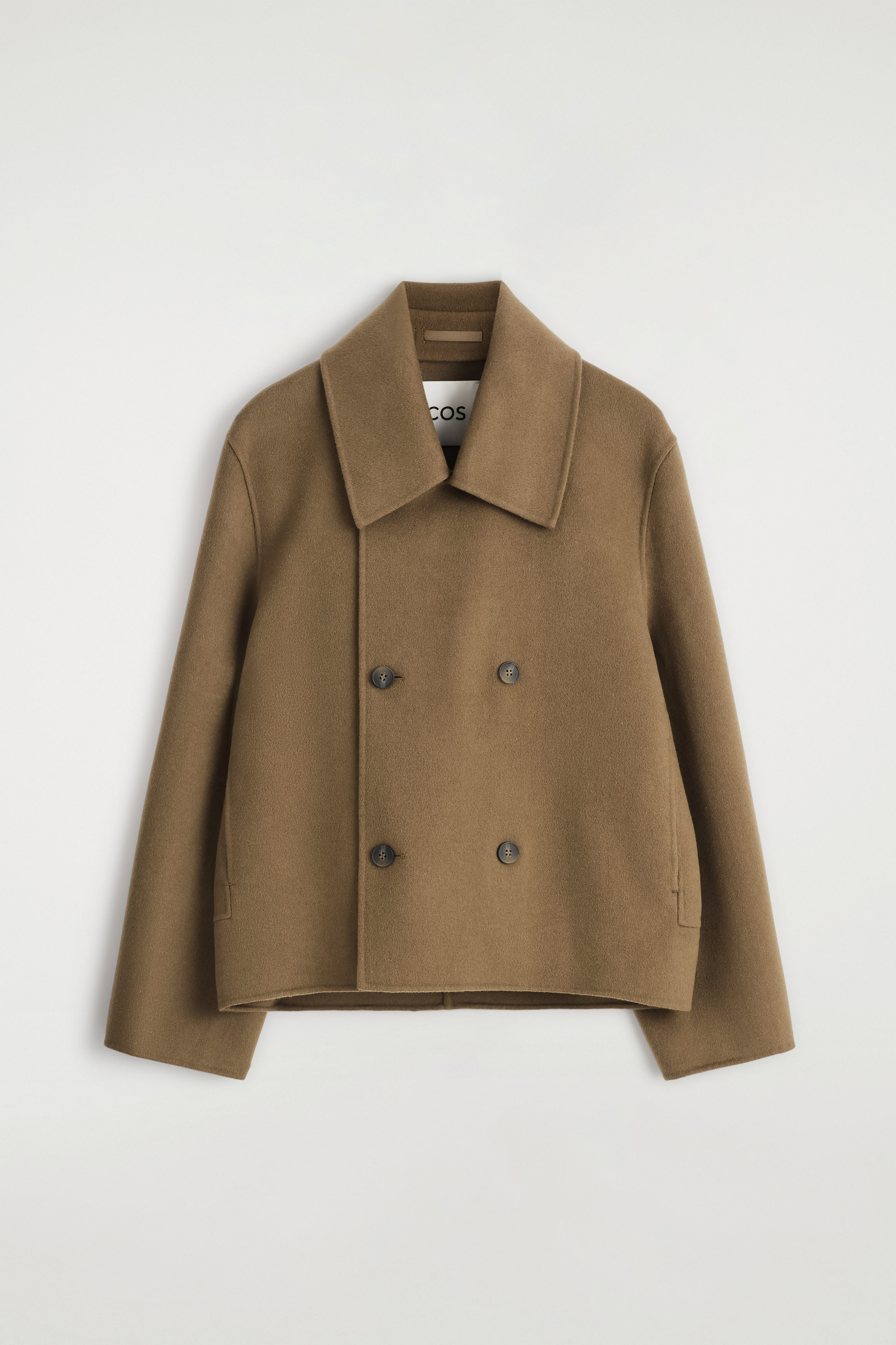 DOUBLE-FACED WOOL SHORT PEA COAT - CARAMEL | COS IE