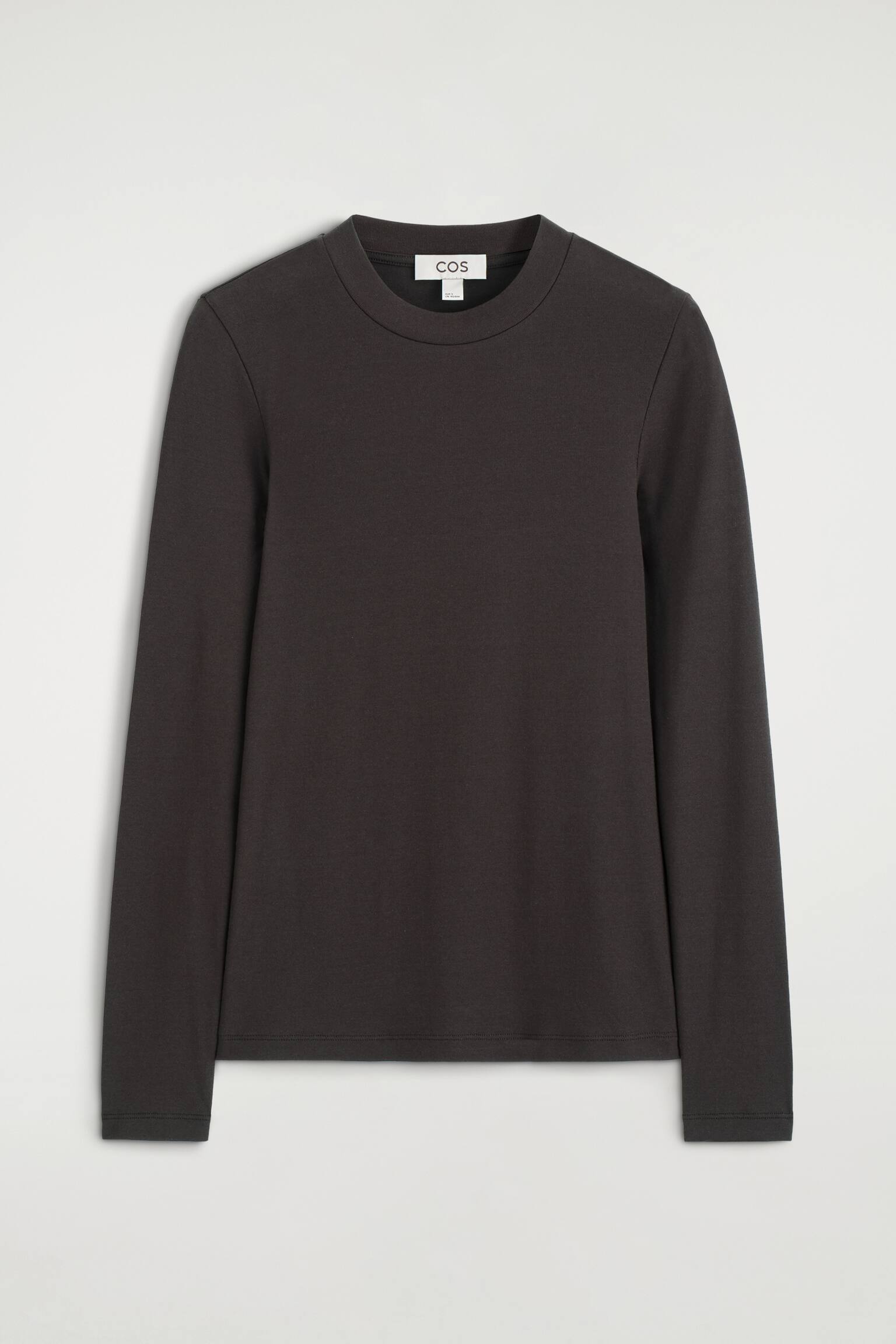 CREPE-JERSEY LONG-SLEEVED T-SHIRT - חום - 1