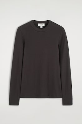CREPE-JERSEY LONG-SLEEVED T-SHIRT — BROWN 8