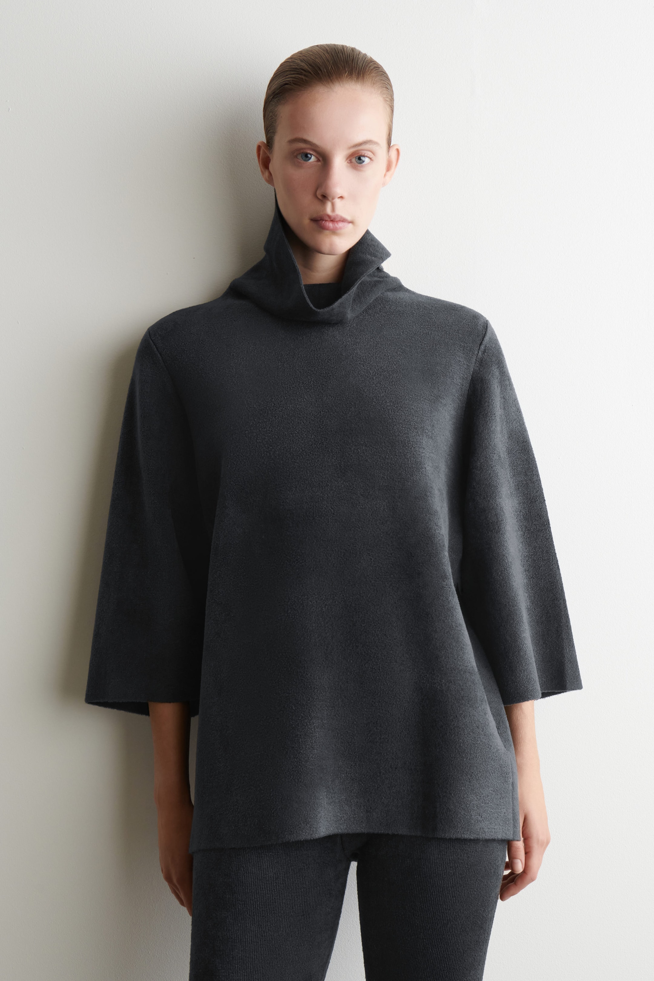 CHENILLE-KNIT FUNNEL-NECK SWEATER