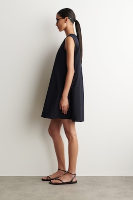 LAYERED PINTUCKED MINI DRESS — NAVY 2