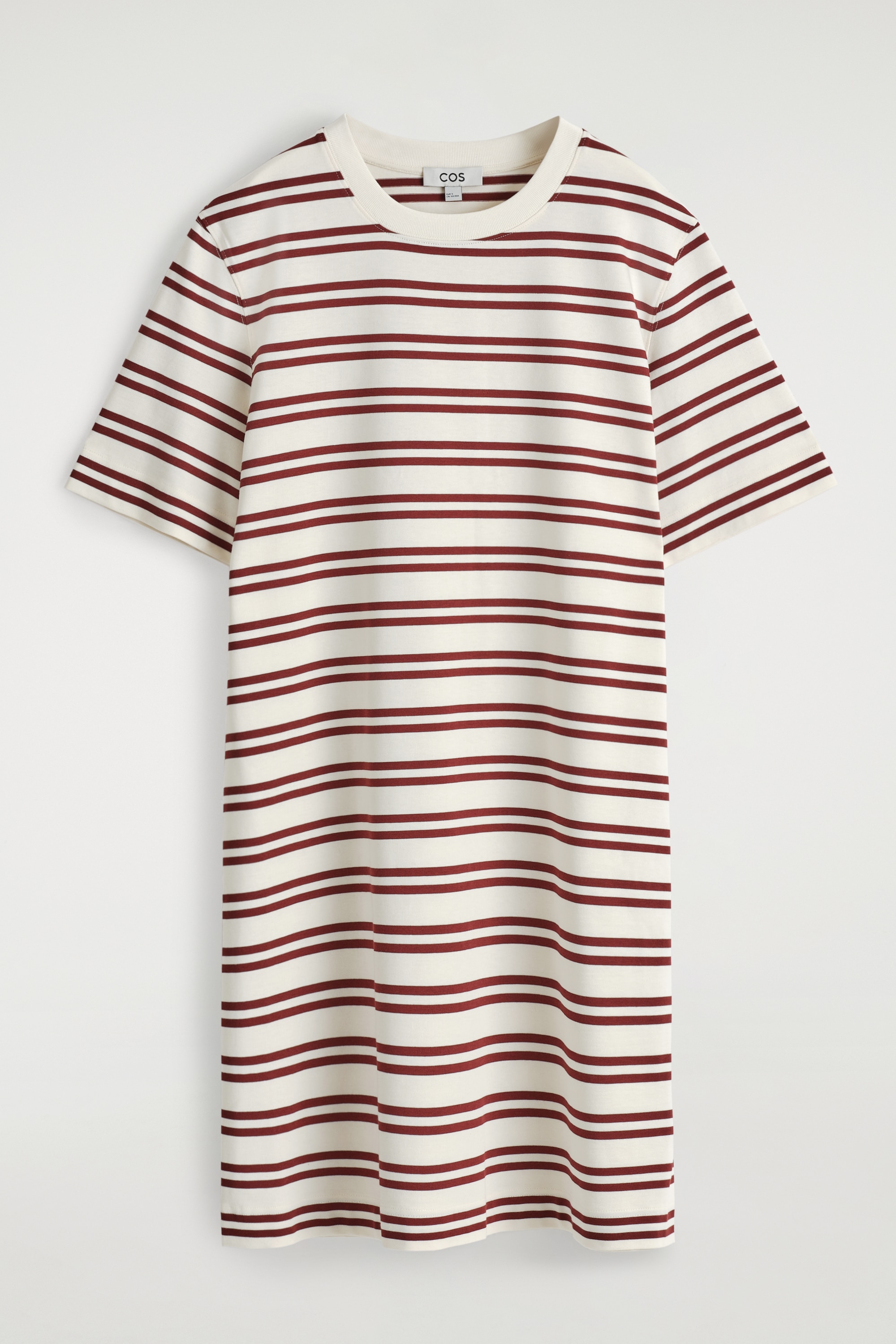 COTTON MINI T-SHIRT DRESS - WHITE / RED / STRIPED/WHITE