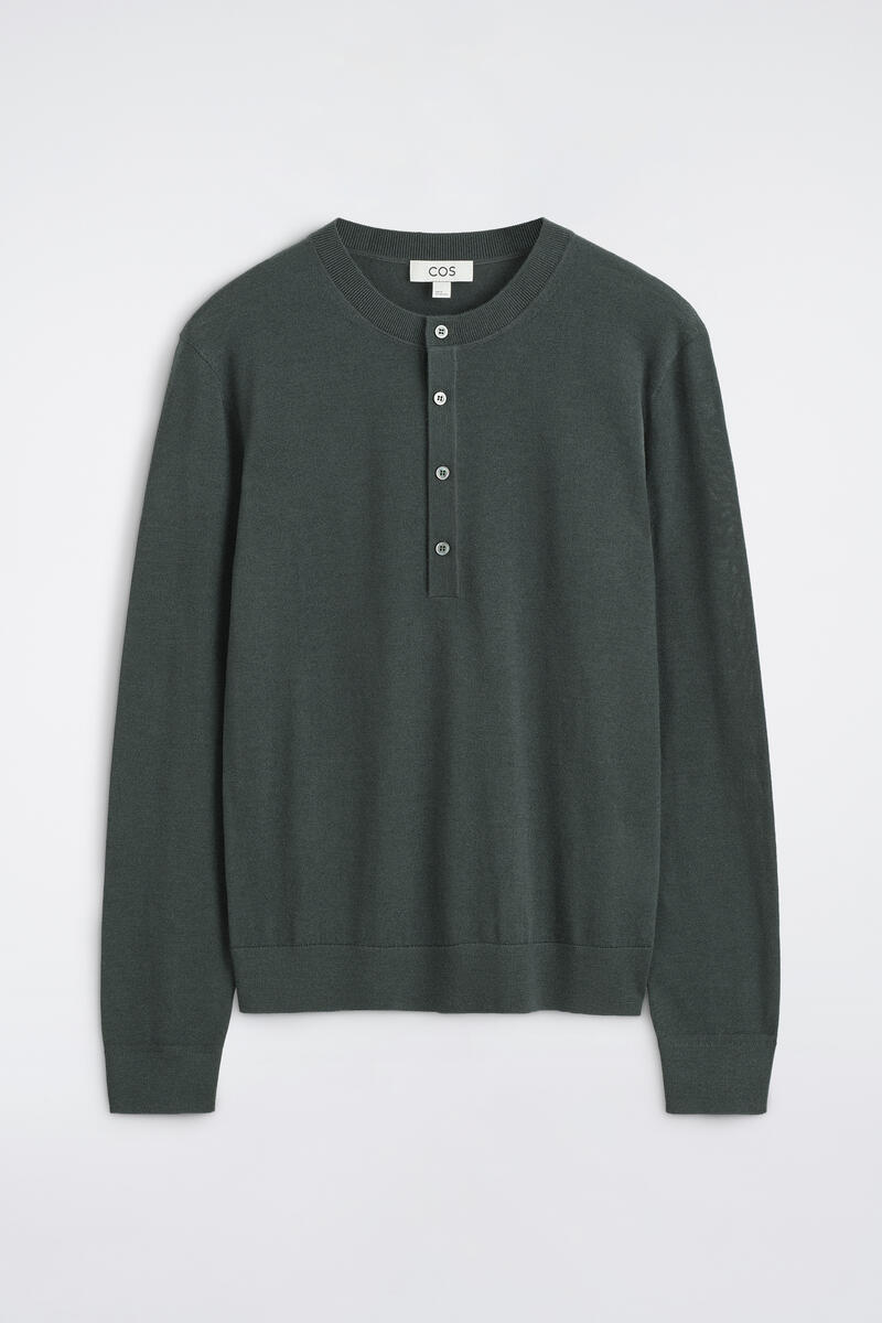 Slim Merino Wool Henley Top