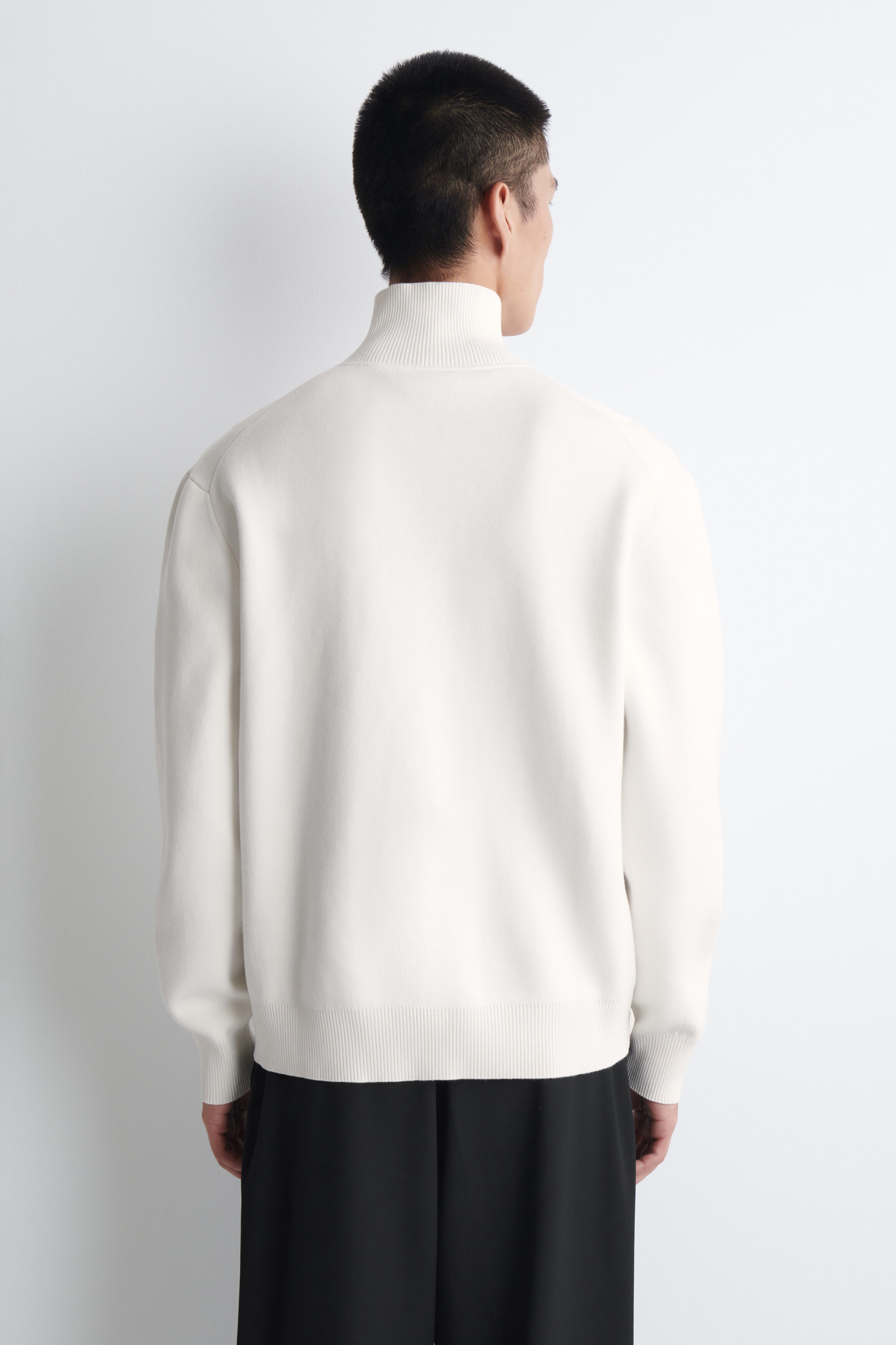 DOUBLE-FACED KNITTED HALF-ZIP SWEATER - NAVY | COS CA