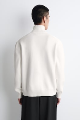 DOUBLE-FACED KNITTED HALF-ZIP JUMPER — WHITE 5