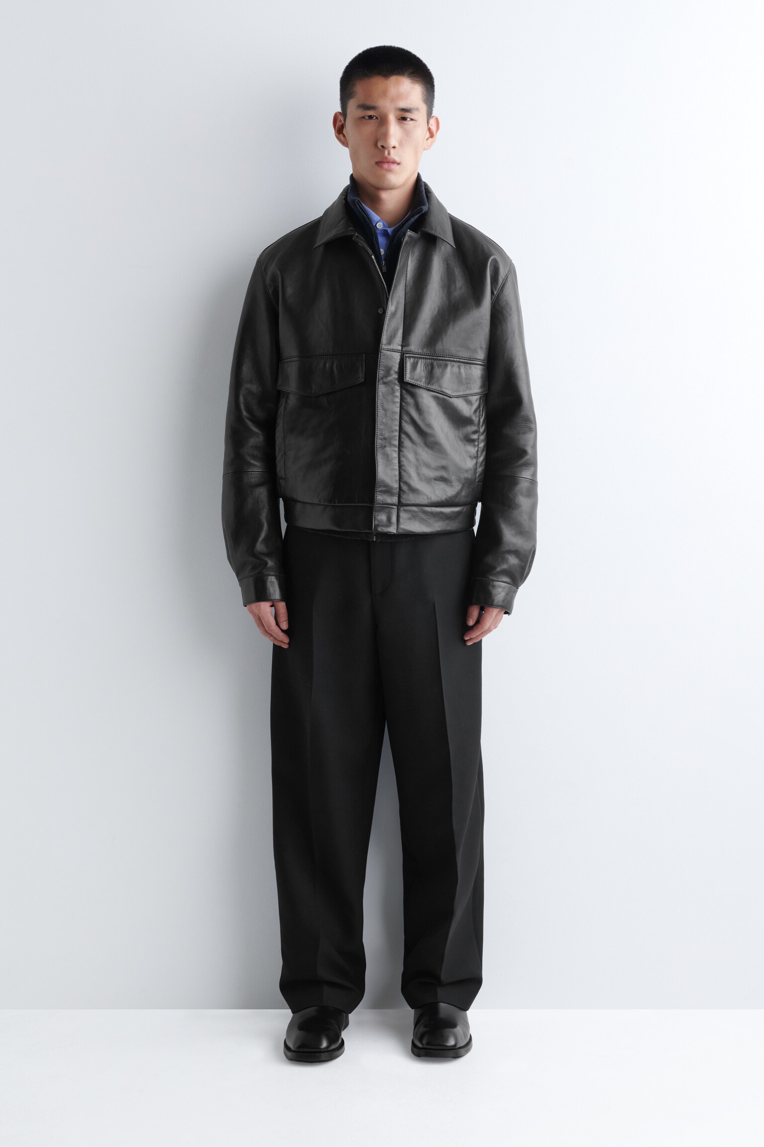 BLOUSON EN CUIR - NOIR