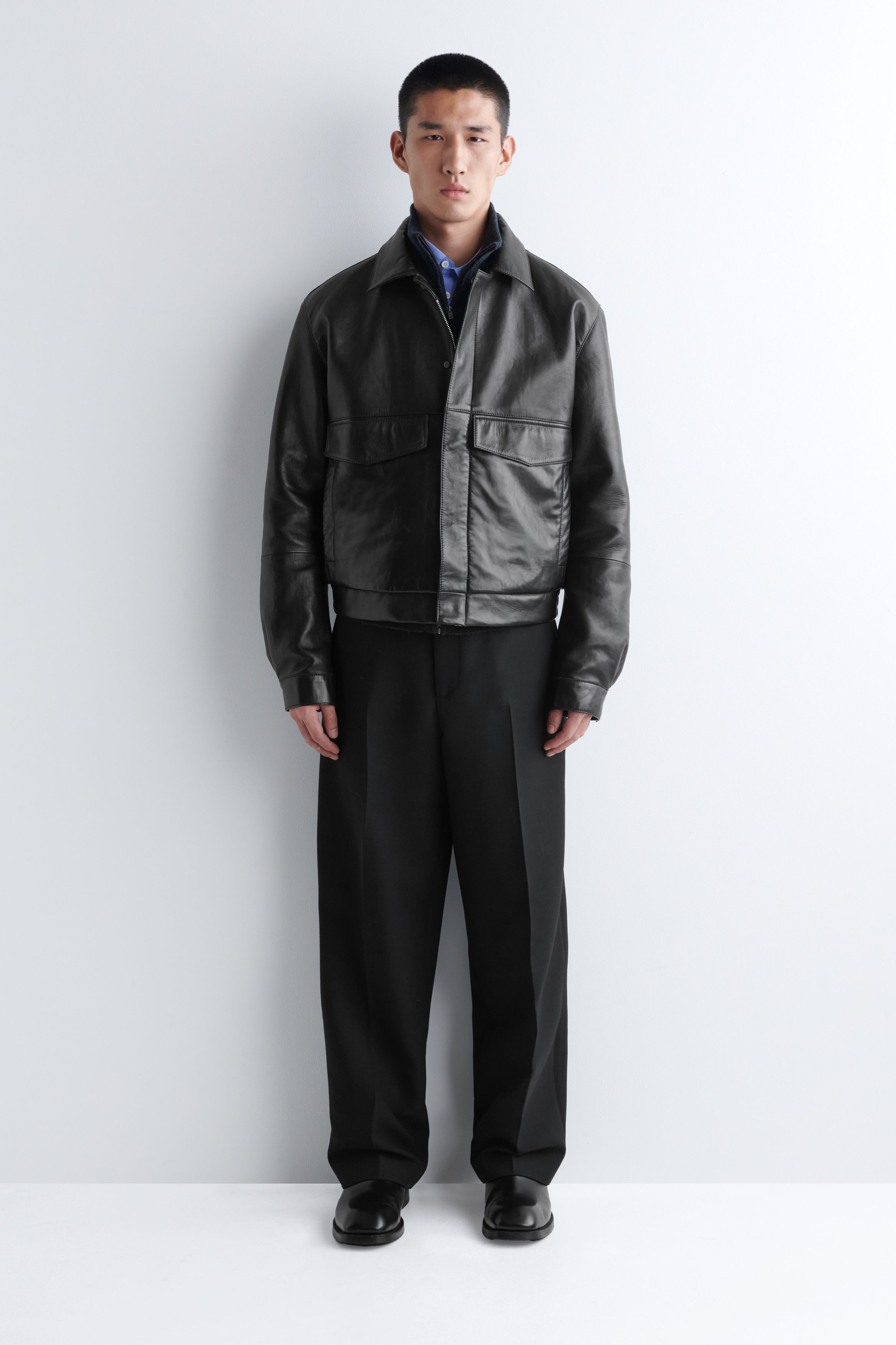 LEATHER BLOUSON JACKET - BLACK | COS US