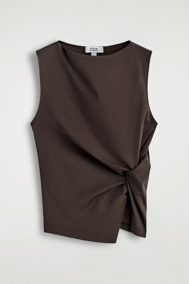 COS Twist-Detail Jersey Top Brown Women's Large