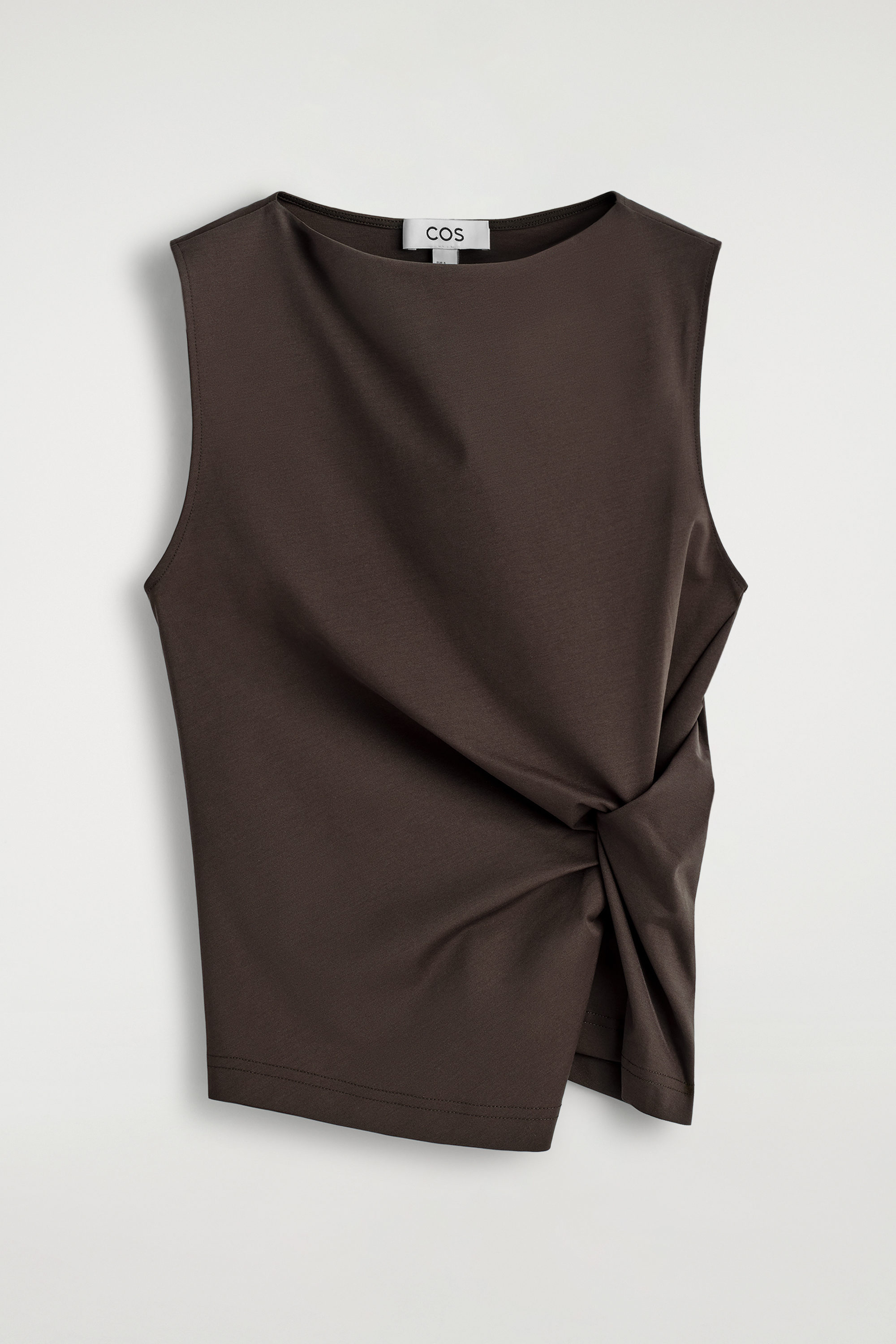 TWIST-DETAIL JERSEY TOP - DARK BROWN | COS US