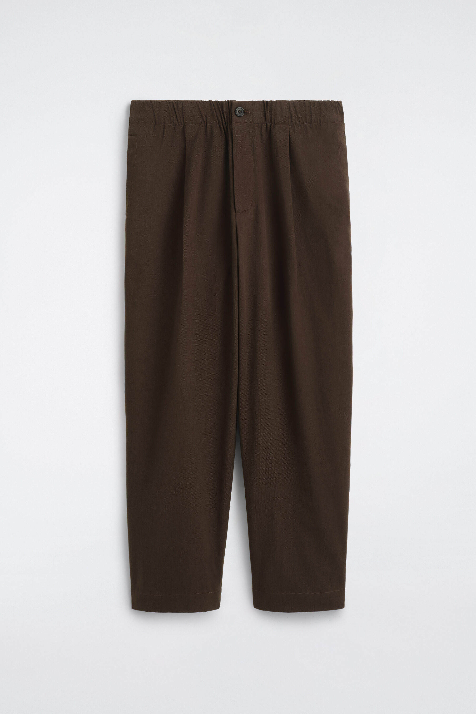 PLEATED RELAXED-FIT BARREL-LEG PANTS - BROWN | COS US