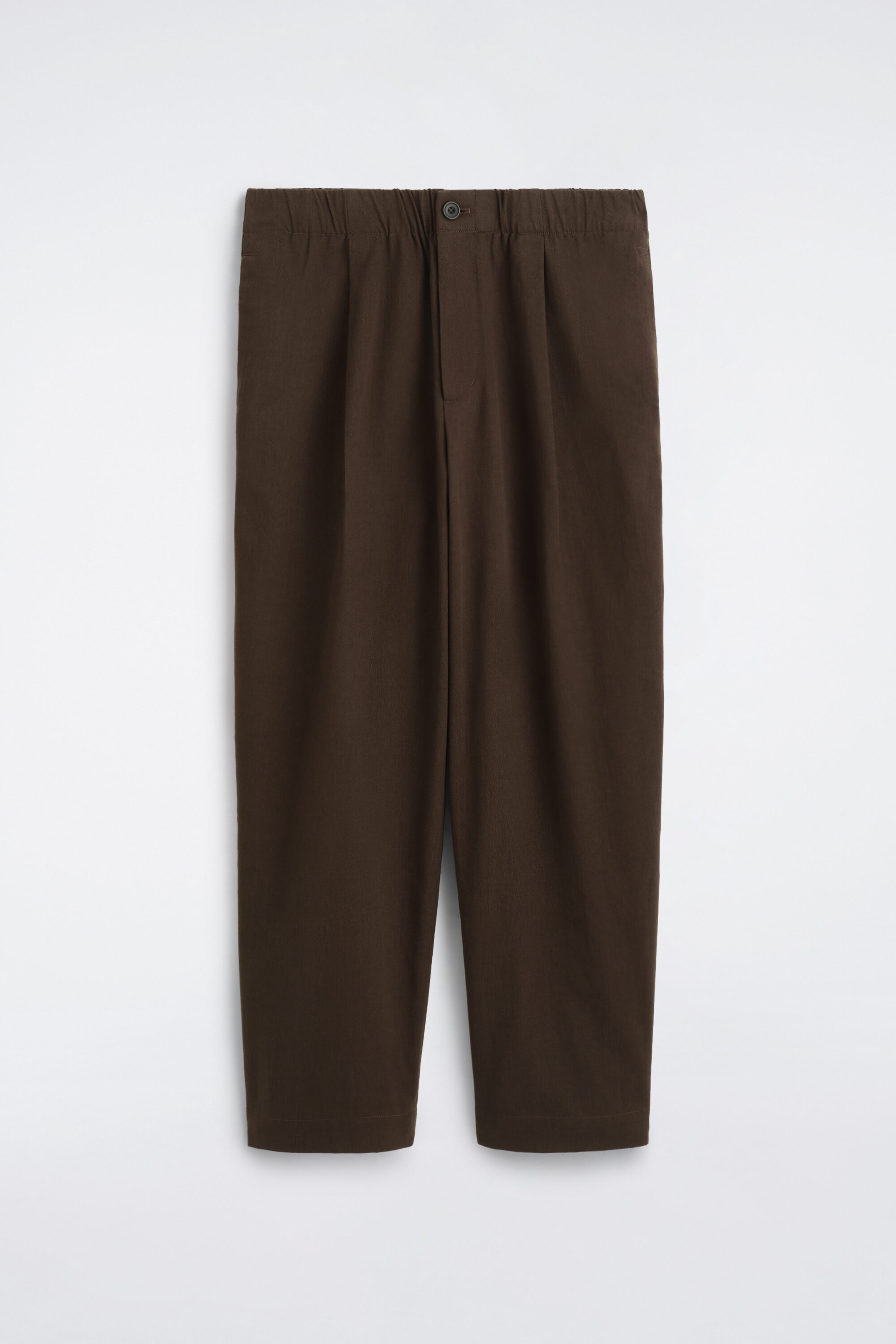 PLEATED RELAXED-FIT BARREL-LEG TROUSERS