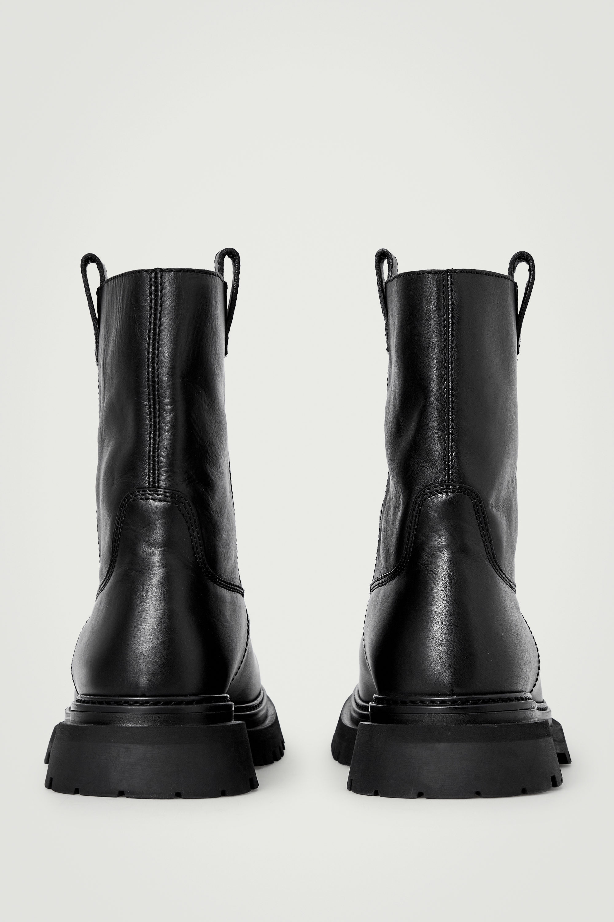 COS Leather Biker Boots in BLACK | endource