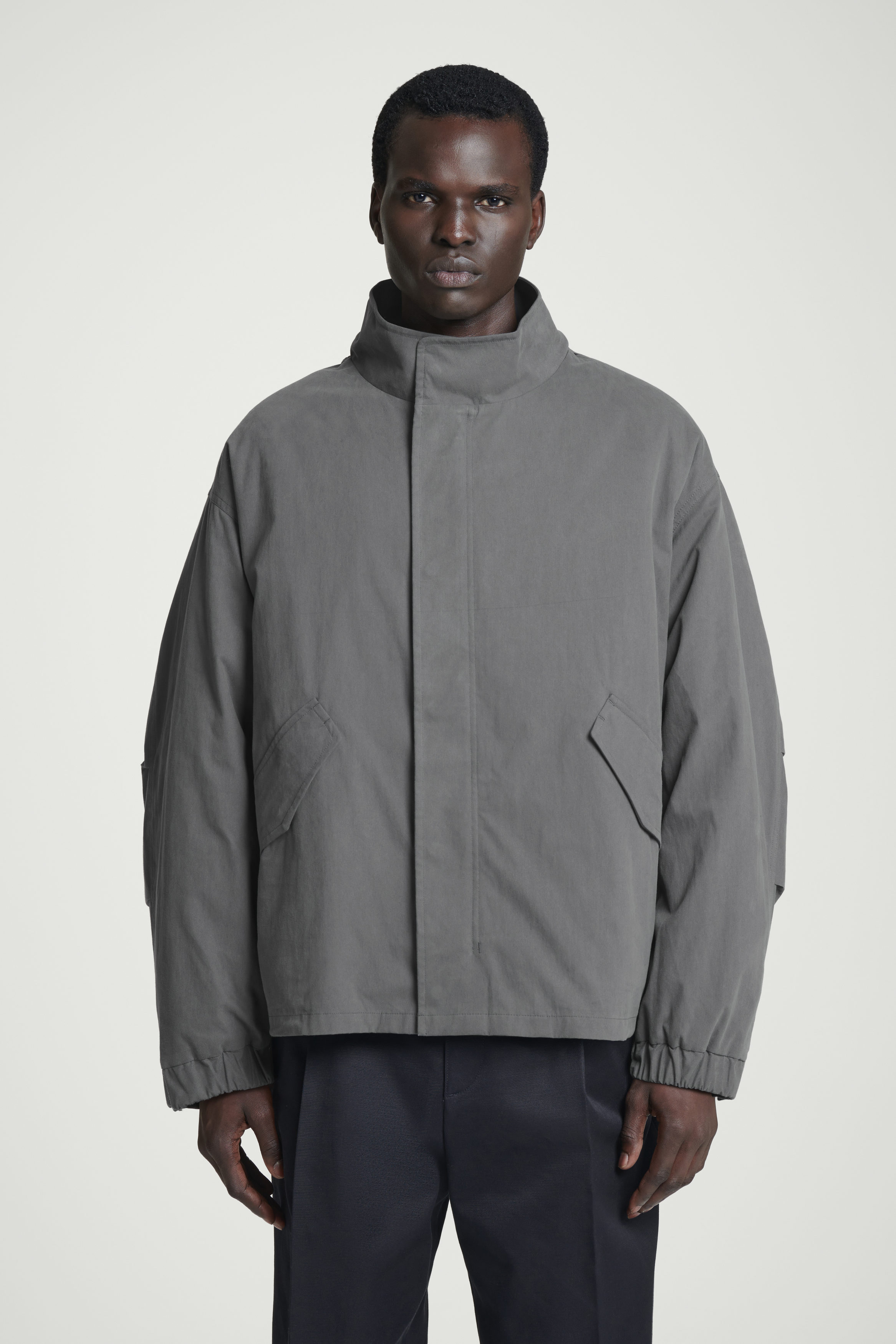 ジャケット・アウター <COS> BLACK / GREY JACKET COS Jersey Bomber Jacket in Dark grey | endource